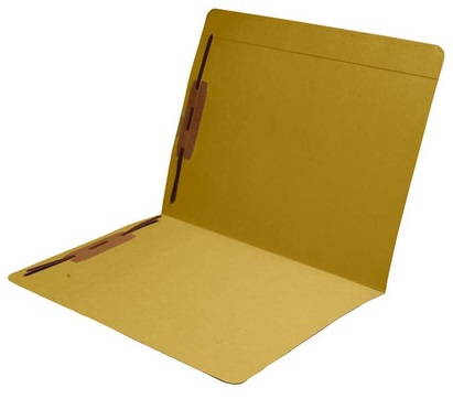 Yellow letter size reinforced top tab folder with full cut top tab and 2" bonded fastener on inside front and back. 11 pt yellow stock, 50/Box