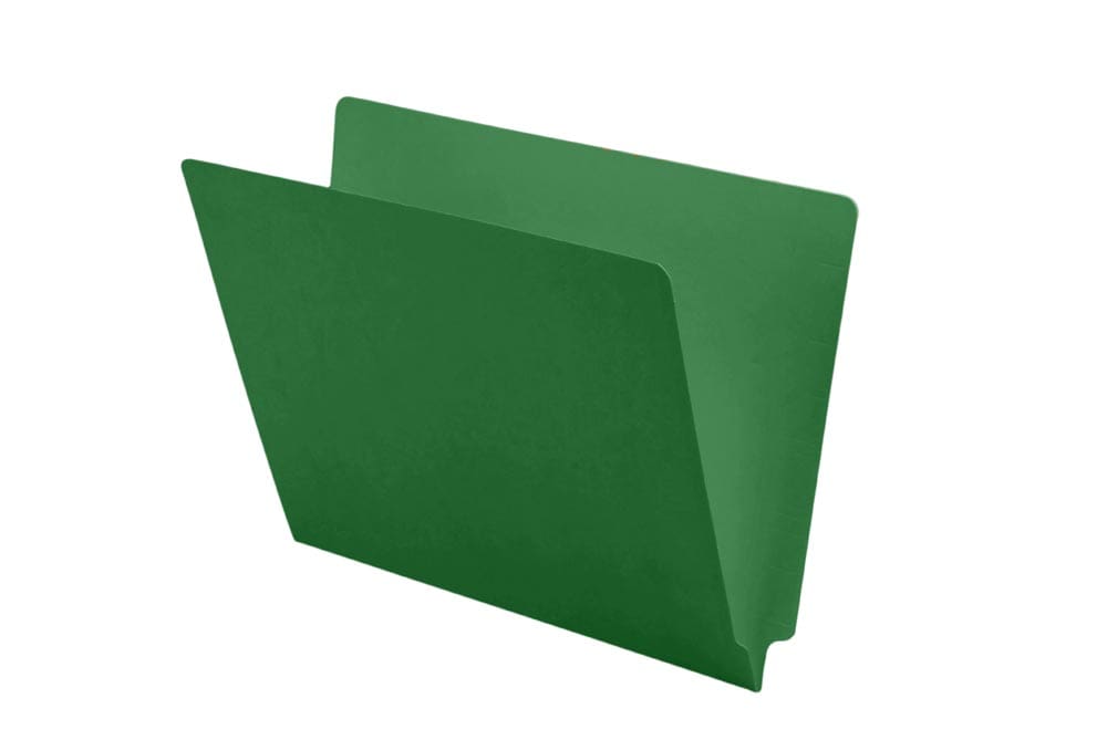Green letter size end tab folder. 11 pt green stock, 100/Box
