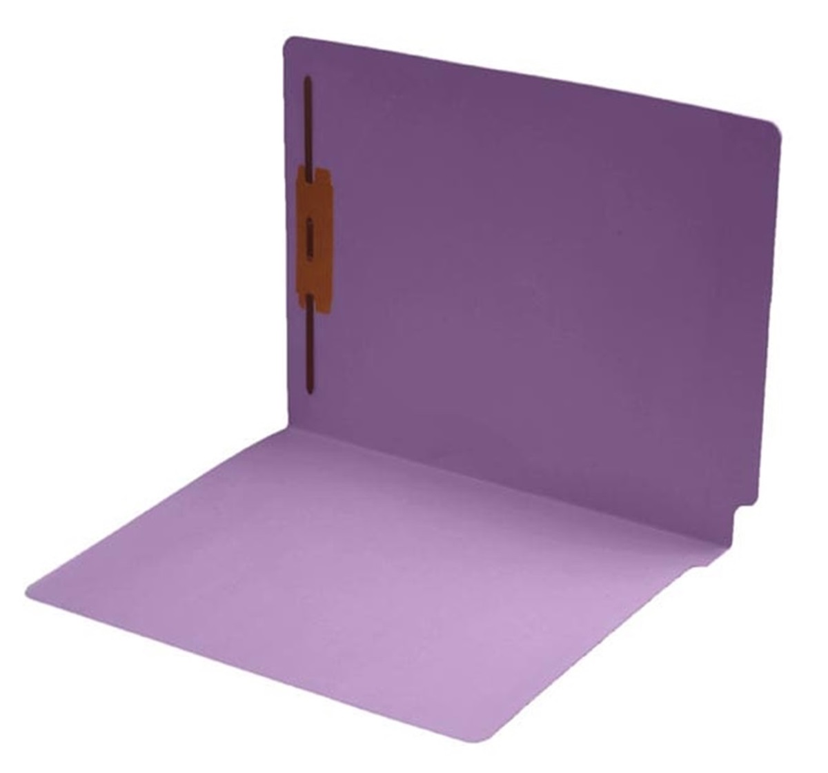 Lavender letter size end tab folder with 2" bonded fastener on inside back. 11 pt lavender stock, 50/Box