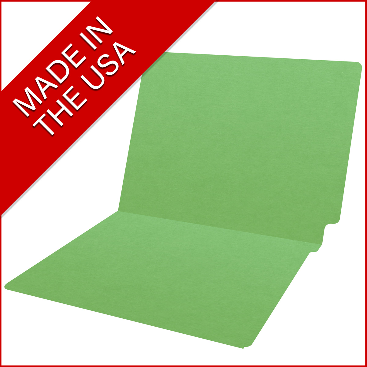 Green letter size end tab folder. 20 pt green stock. Packaged 40/200.