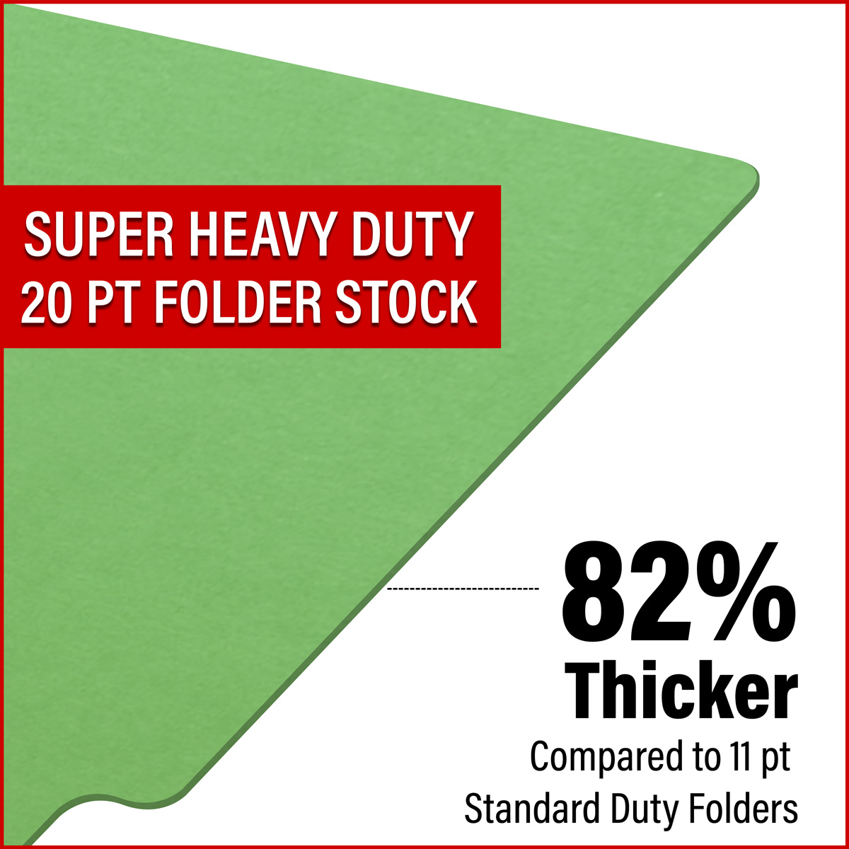 Green letter size end tab folder. 20 pt green stock. Packaged 40/200.