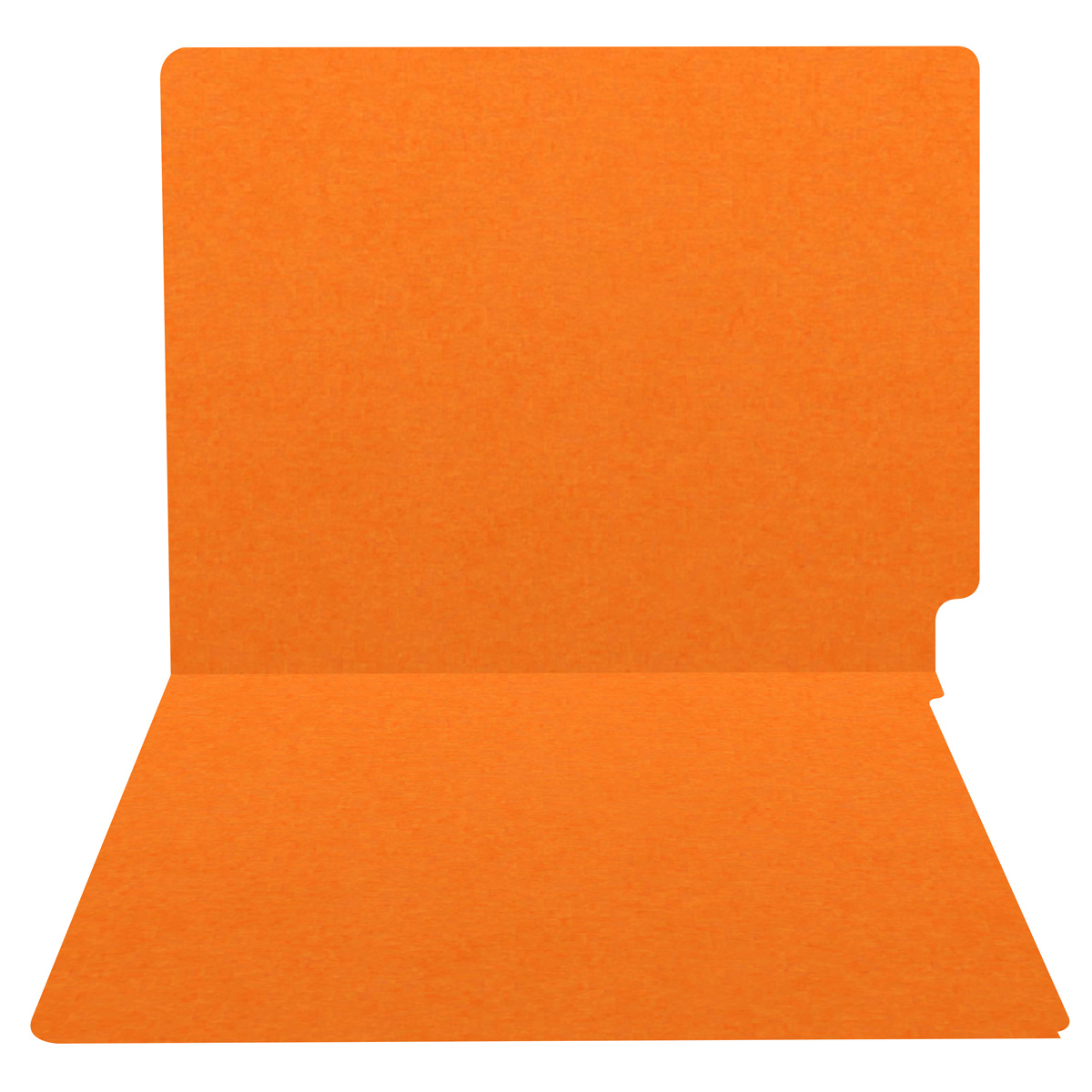 Orange letter size end tab folder. 20 pt orange stock. Packaged 40/200.