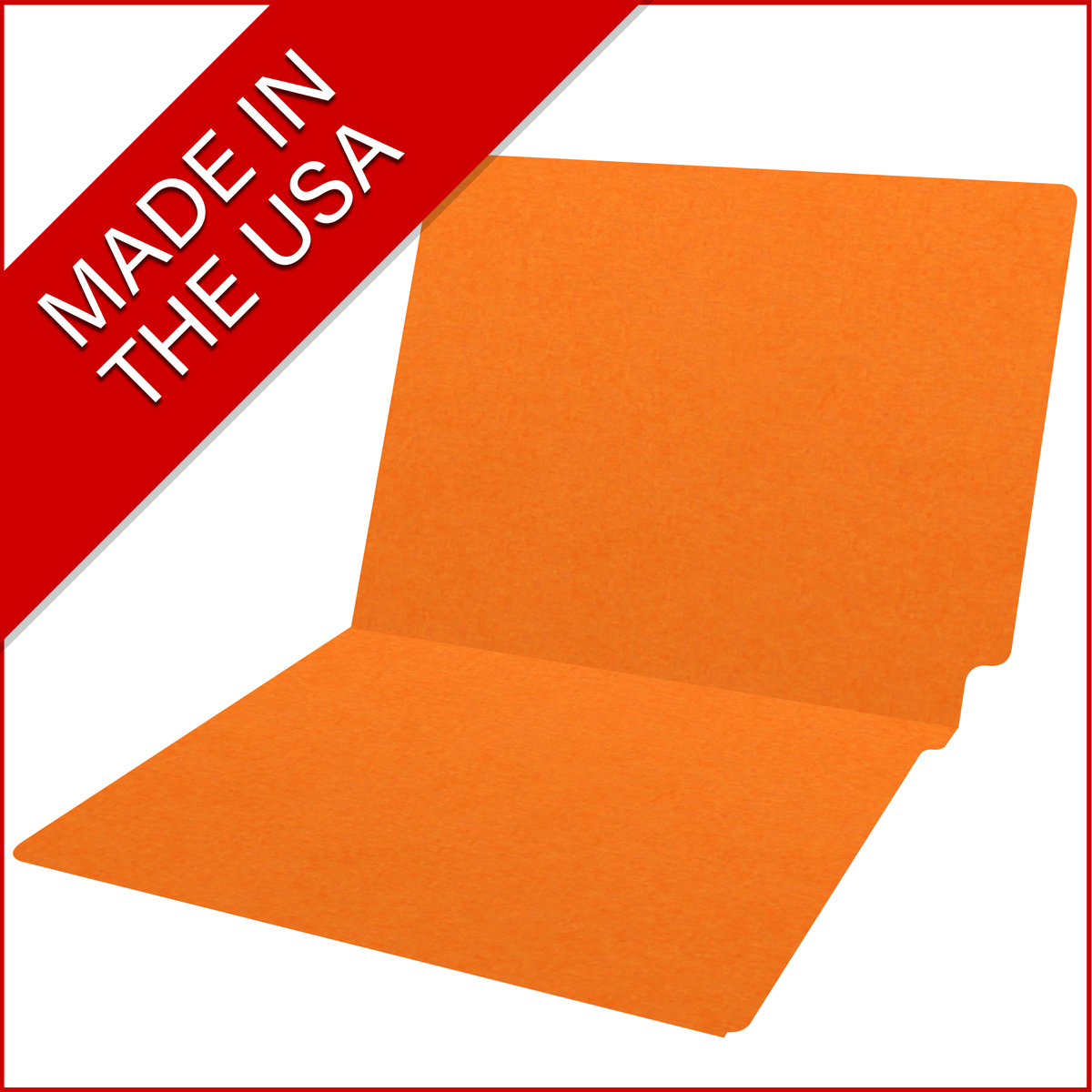 Orange letter size end tab folder. 20 pt orange stock. Packaged 40/200.