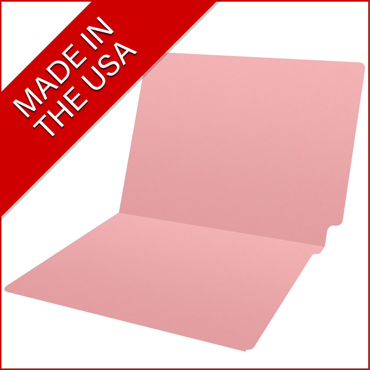 Pink letter size end tab folder. 20 pt pink stock. Packaged 40/200.