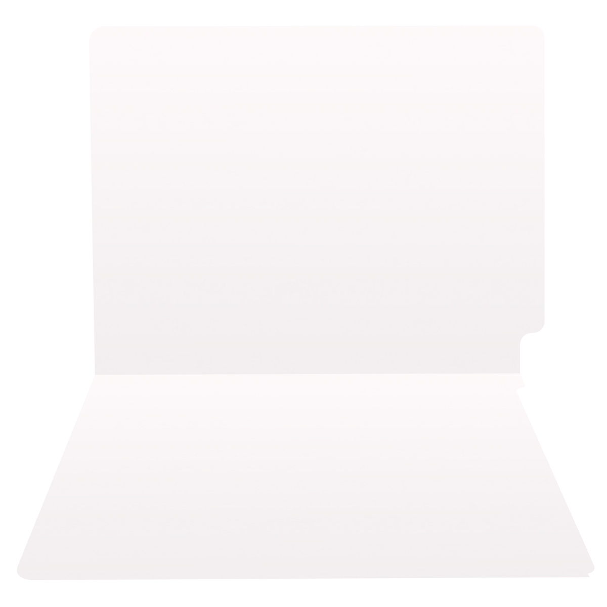 White letter size end tab folder. 20 pt white stock. Packaged 40/200.