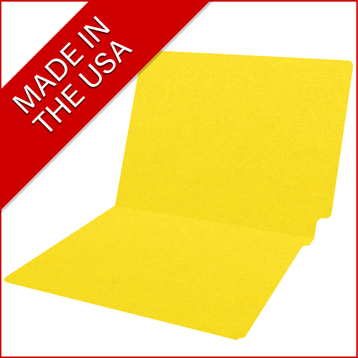 Yellow letter size end tab folder. 20 pt yellow stock. Packaged 40/200.