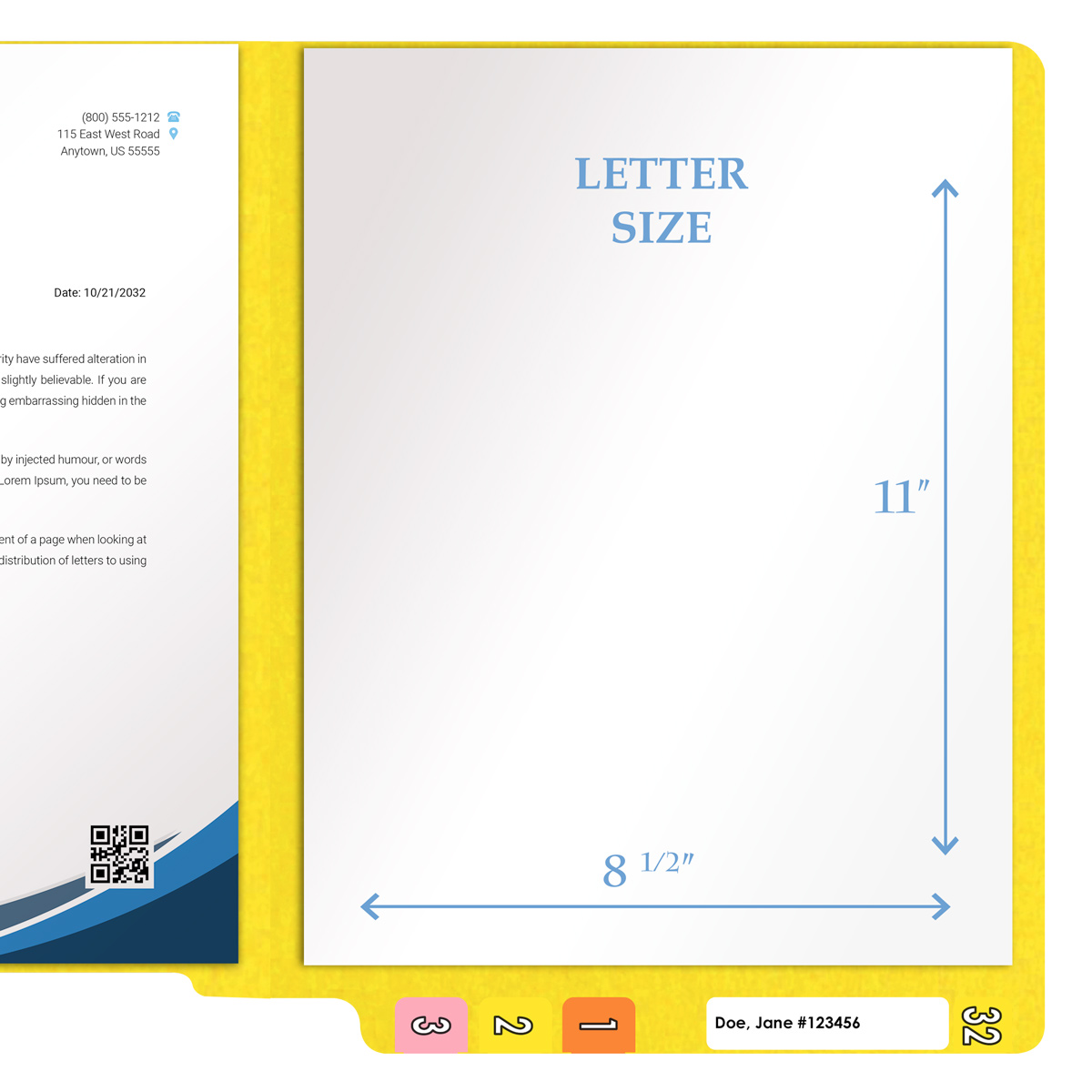 Yellow letter size end tab folder. 20 pt yellow stock. Packaged 40/200.