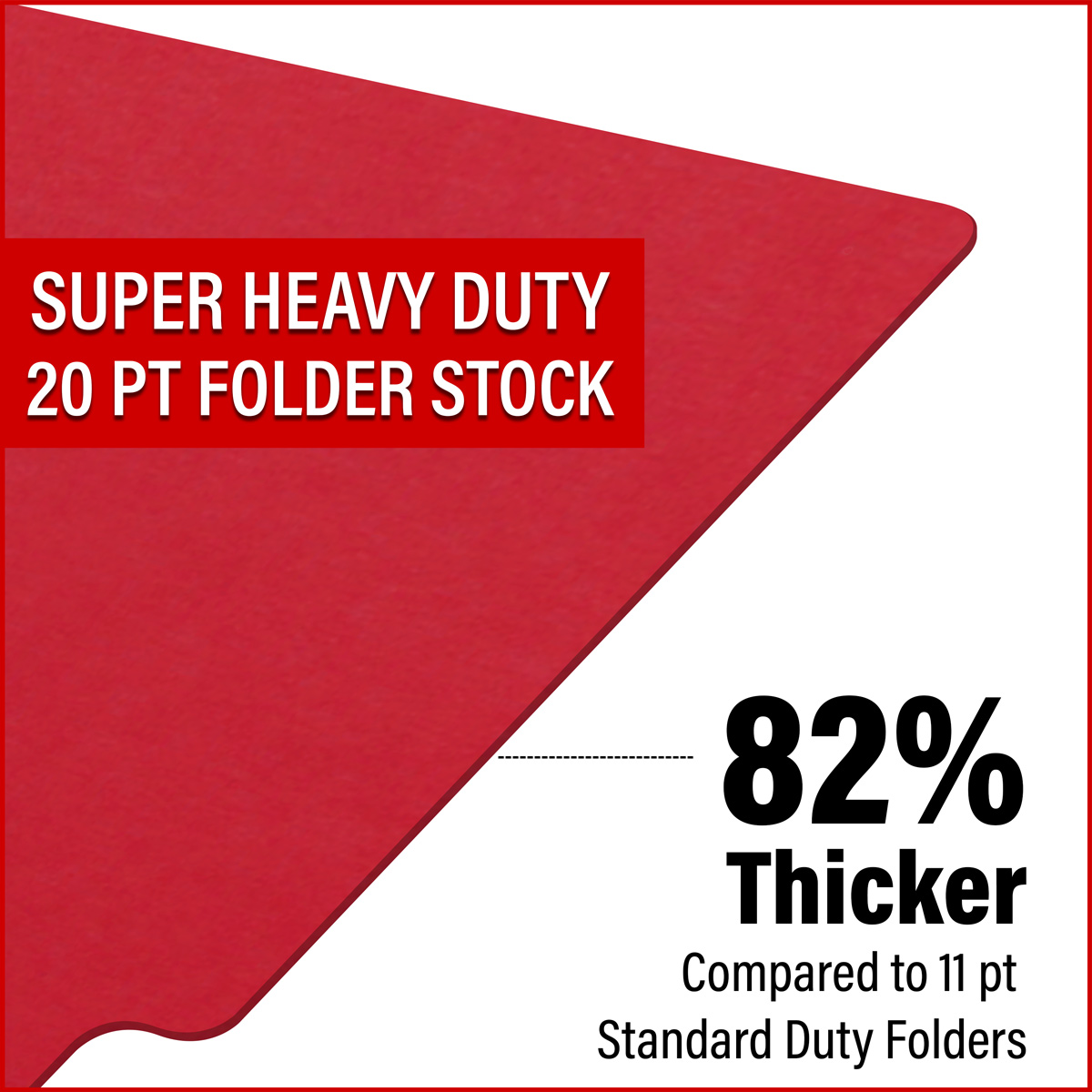 Red letter size end tab folder with 2" bonded fasteners on inside front and back. 20 pt red stock. Packaged 40/200.