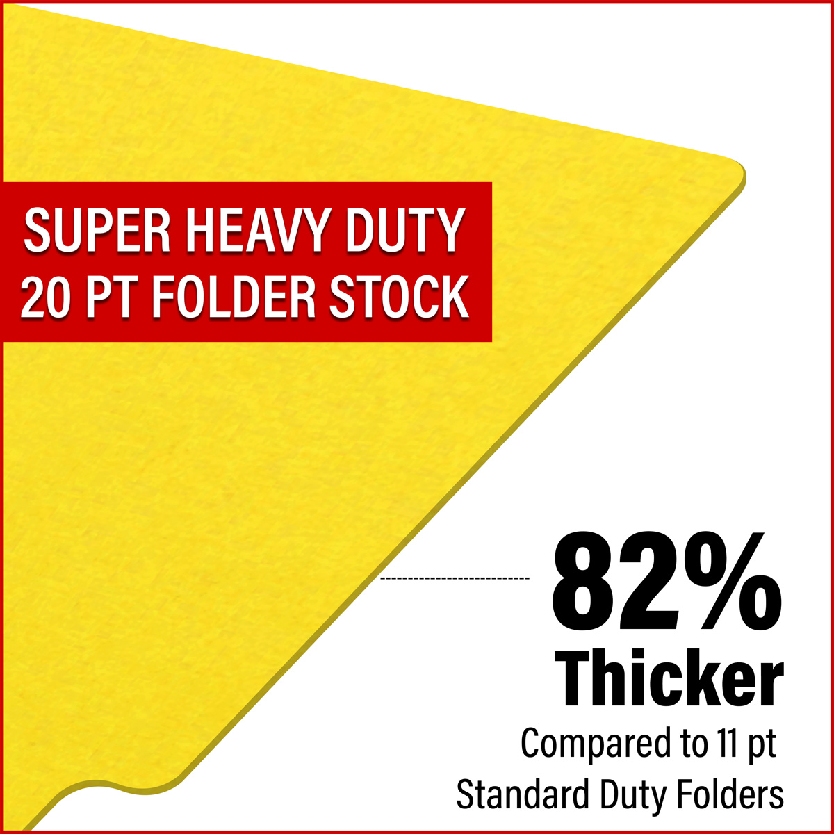 Yellow letter size end tab folder with 2" bonded fasteners on inside back. 20 pt yellow stock. Packaged 40/200.