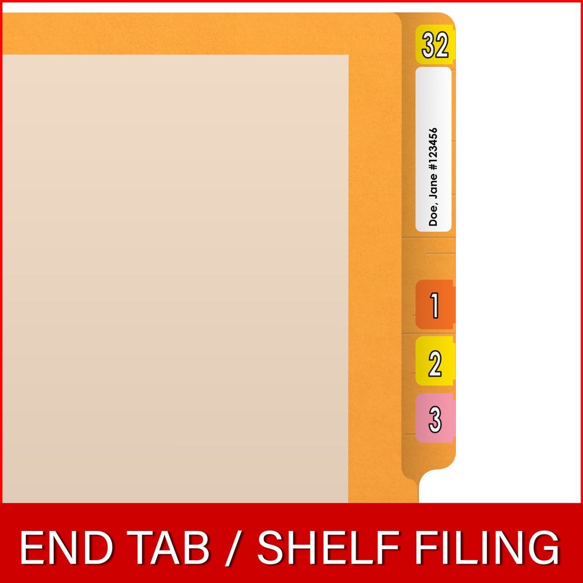 Manila letter size reinforced end tab folder with printed yellow border and 2" bonded fasteners on inside front and inside back. 11 pt manila stock. Packaged 50/250.