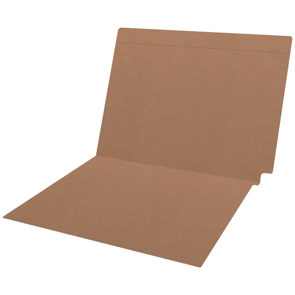 Brown kraft Kardex match letter size reinforced top and end tab folder with tic marks printed on end tab. 11 pt brown kraft stock, 100/Box