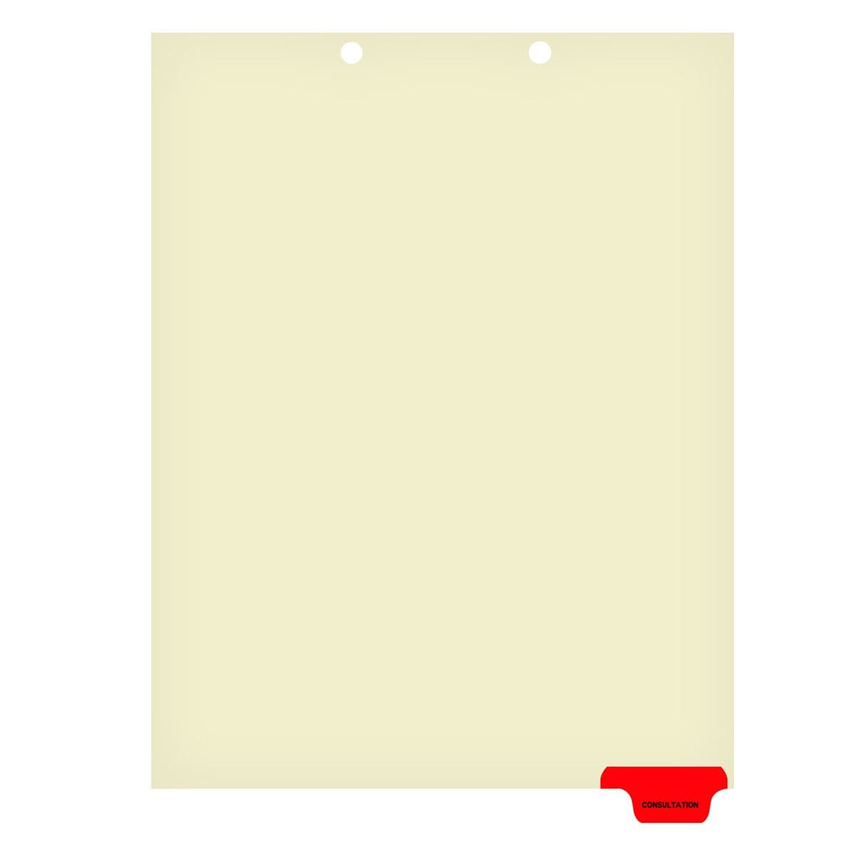 Ivory letter size end tab index divider with position 6 tab printed CONSULTATION and mylared in red. 125# manila stock, 100/Box