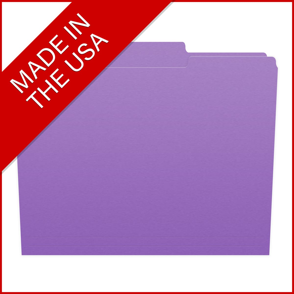 Lavender letter size top tab single ply folders with 1/3 cut assorted tabs and 2" bonded fastener on inside front and inside back. 11 pt lavender stock, 50/Box