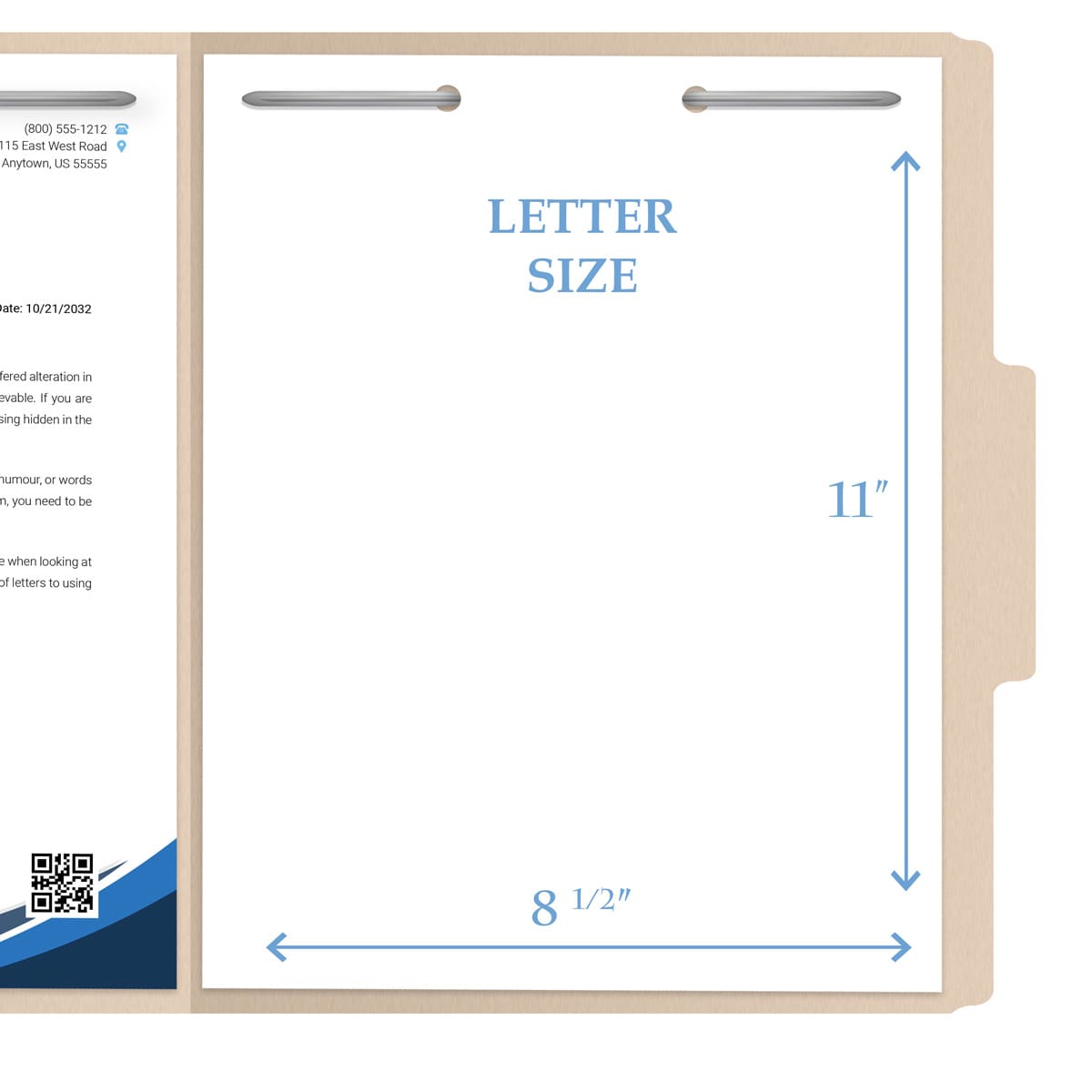 Manila letter size top tab single ply folders with 1/3 cut assorted tabs and 2" bonded fastener on inside front and inside back. 11 pt manila stock, 50/Box