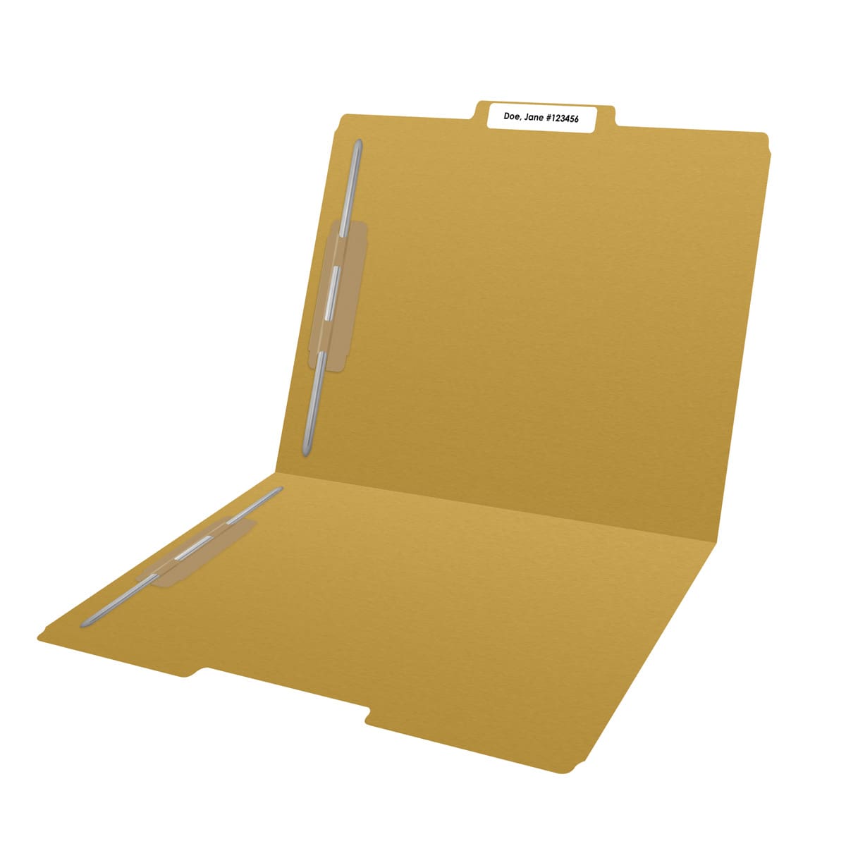 Yellow letter size top tab single ply folders with 1/3 cut assorted tabs and 2" bonded fastener on inside front and inside back. 11 pt yellow stock. Packaged 50/250
