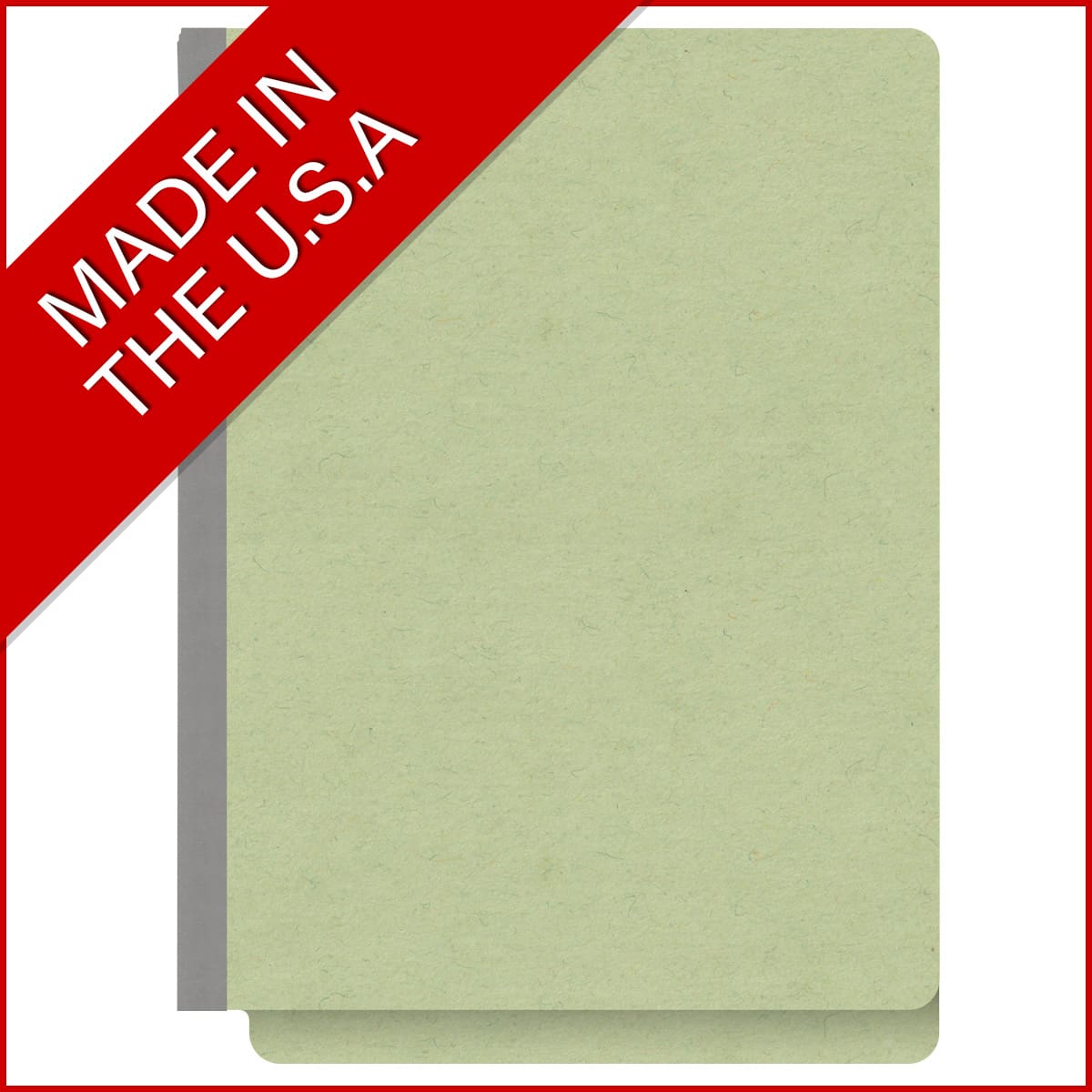 Peridot green letter size end tab one divider classification folder with 2" dark green tyvek expansion, with 2" bonded fasteners on inside front and inside back and 1" duo fastener on divider - DV-S42-14-3PER