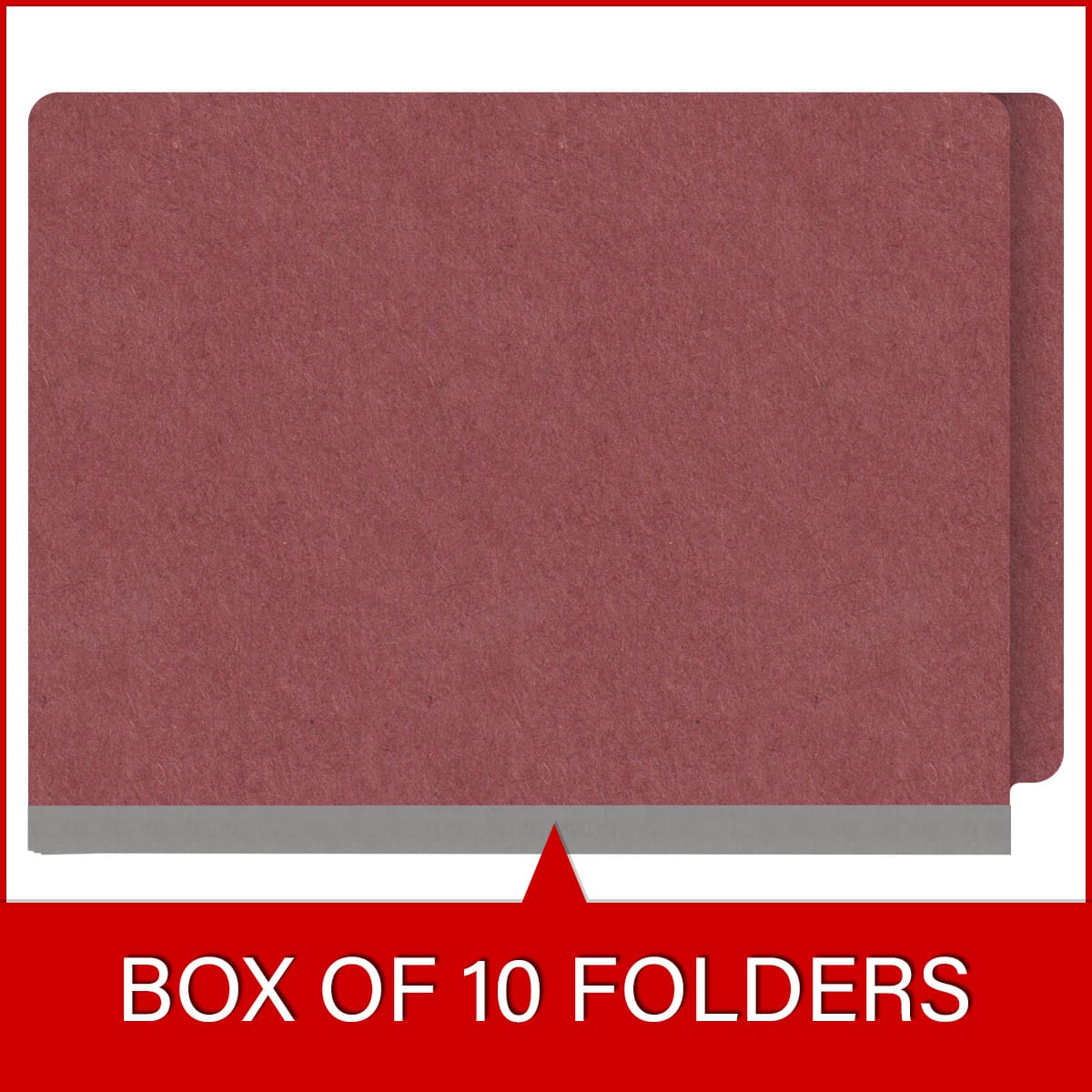 Dark red letter size end tab three divider classification folder with 3" russet brown tyvek expansion, with 2" bonded fasteners on inside front and inside back and 1" duo fastener on dividers - DV-S43-38-3ARD