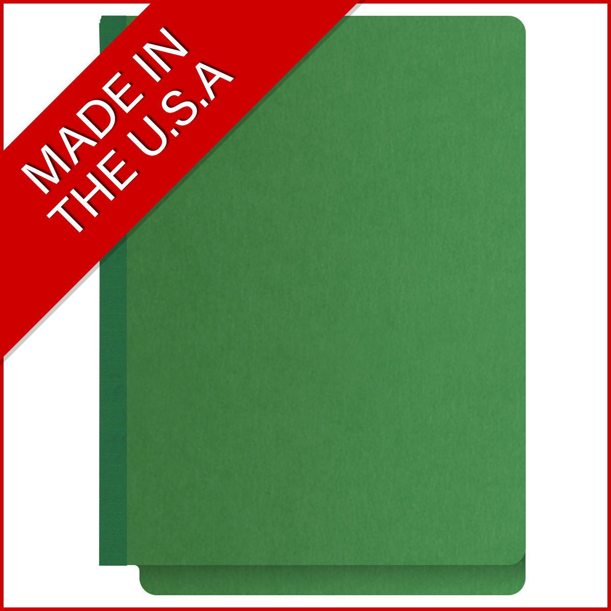 Moss green letter size end tab three divider classification folder with 3" dark green tyvek expansion, with 2" bonded fasteners on inside front and inside back and 1" duo fastener on dividers - DV-S43-38-3MGN