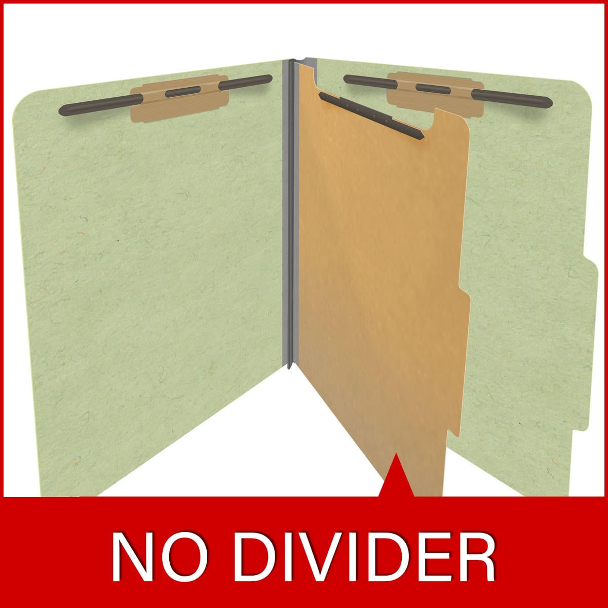 Peridot green letter size top tab one divider classification folder with 2" dark green tyvek expansion, with 2" bonded fasteners on inside front and inside back and 1" duo fastener on divider - DV-T42-14-3PER