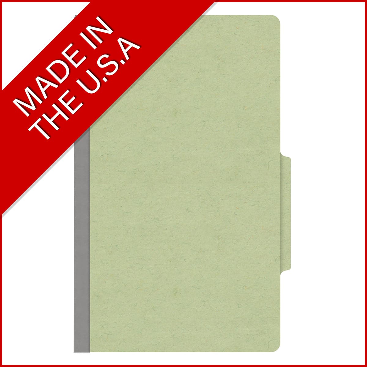 Peridot green legal size top tab two divider classification folder with 2" dark green tyvek expansion, with 2" bonded fasteners on inside front and inside back and 1" duo fastener on dividers - DV-T52-26-3PER