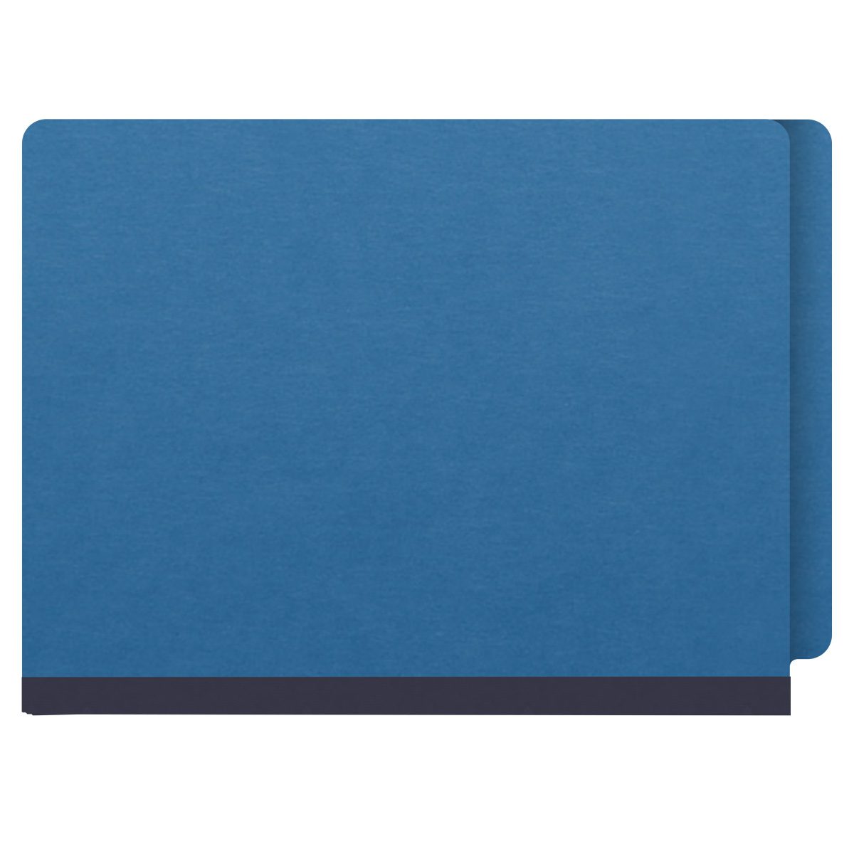 Royal blue letter size end tab three divider classification folder with 3" dark blue tyvek expansion, with 2" bonded fasteners on inside front and inside back and 1" duo fastener on dividers - DV-S43-38-3RBL