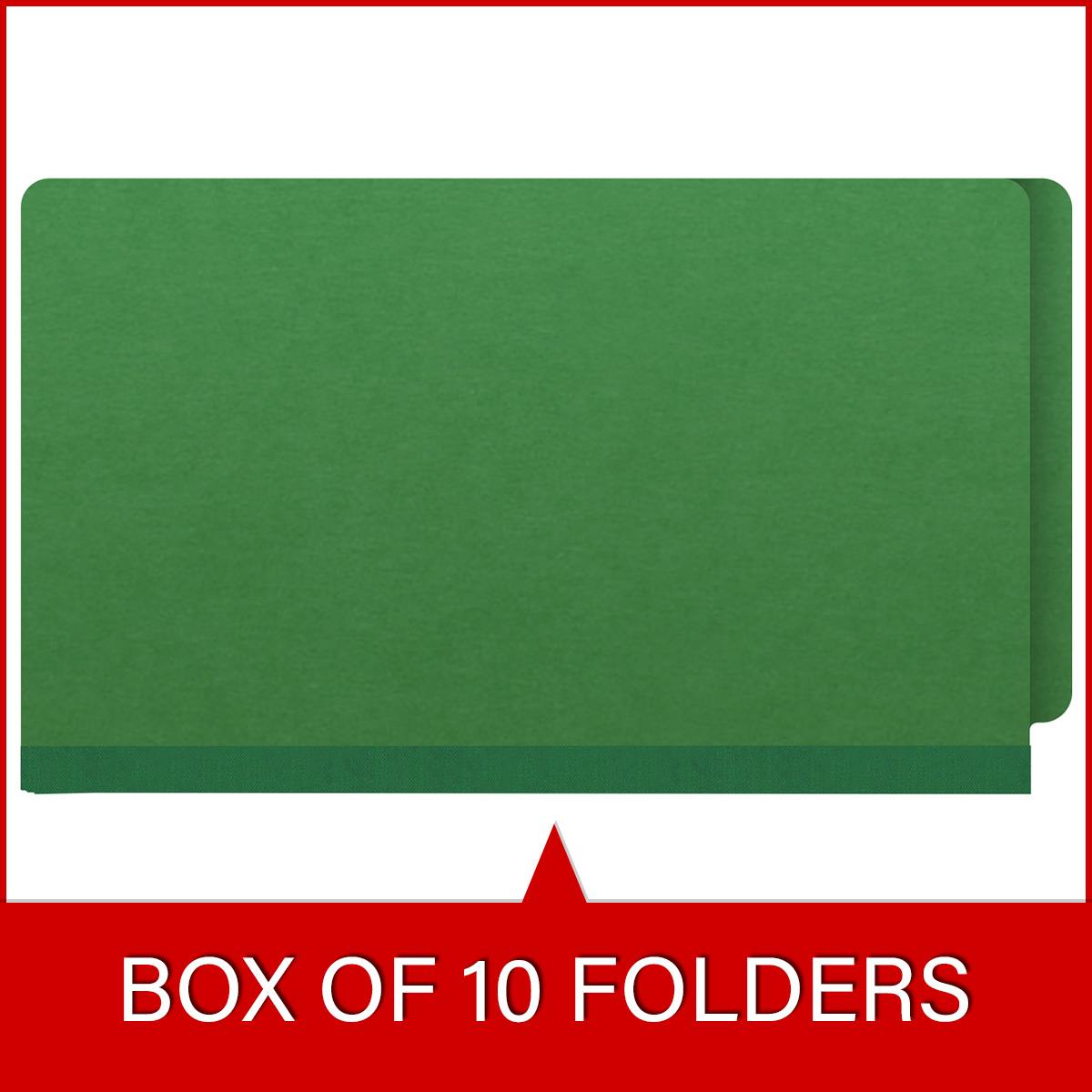 Moss green legal size end tab three divider classification folder with 3" dark green tyvek expansion, with 2" bonded fasteners on inside front and inside back and 1" duo fastener on dividers - DV-S53-38-3MGN