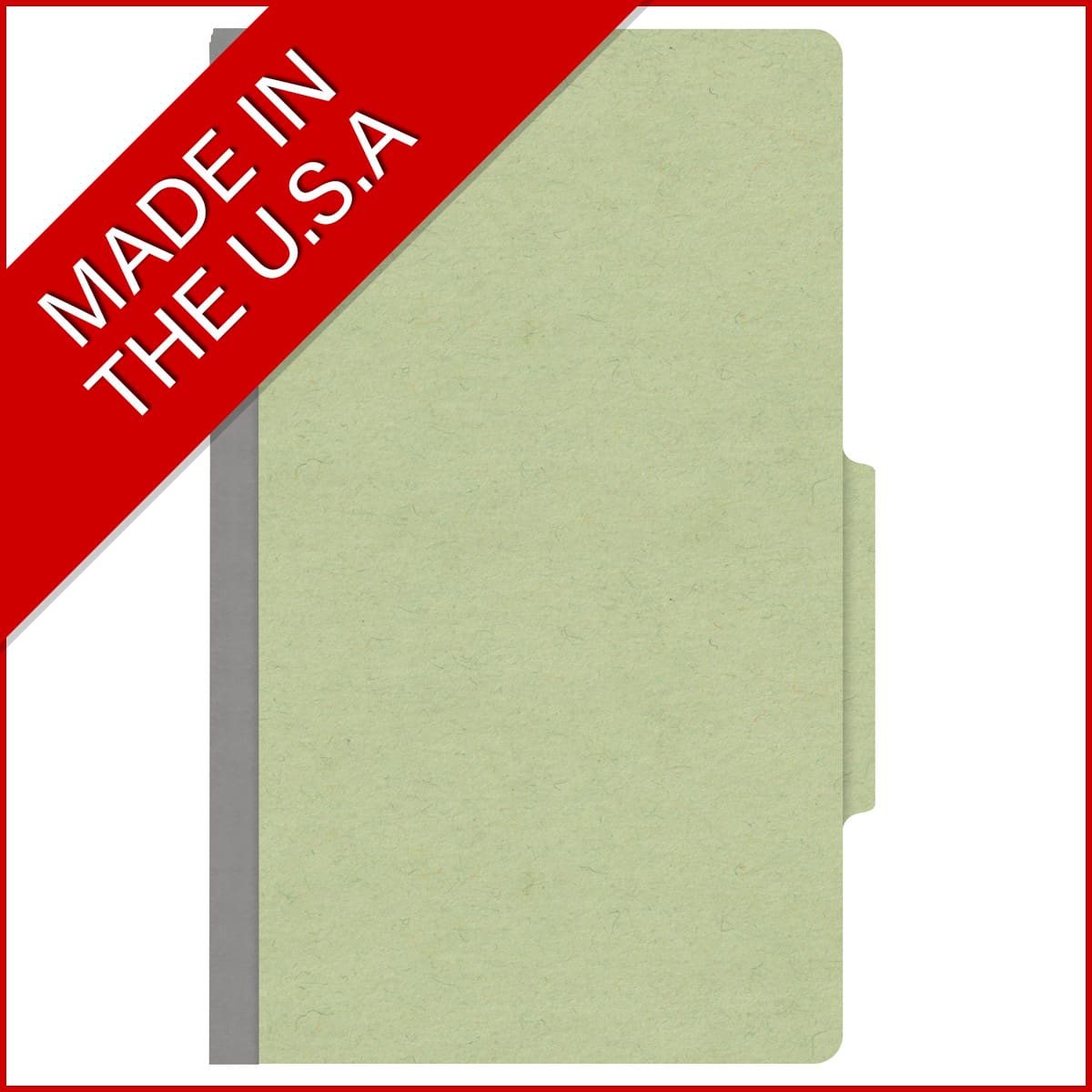 Peridot green legal size top tab one divider classification folder with 2" dark green tyvek expansion, with 2" bonded fasteners on inside front and inside back and 1" duo fastener on divider - DV-T52-14-3PER