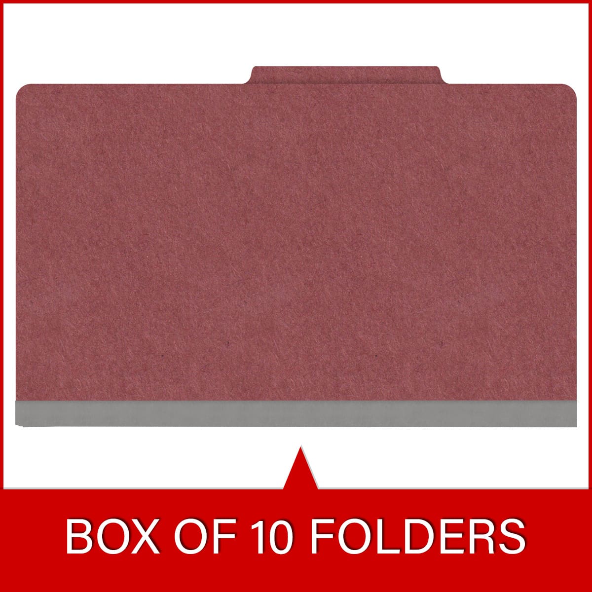 Dark red legal size top tab three divider classification folder with 3" russet brown tyvek expansion, with 2" bonded fasteners on inside front and inside back and 1" duo fastener on dividers - DV-T53-38-3ARD
