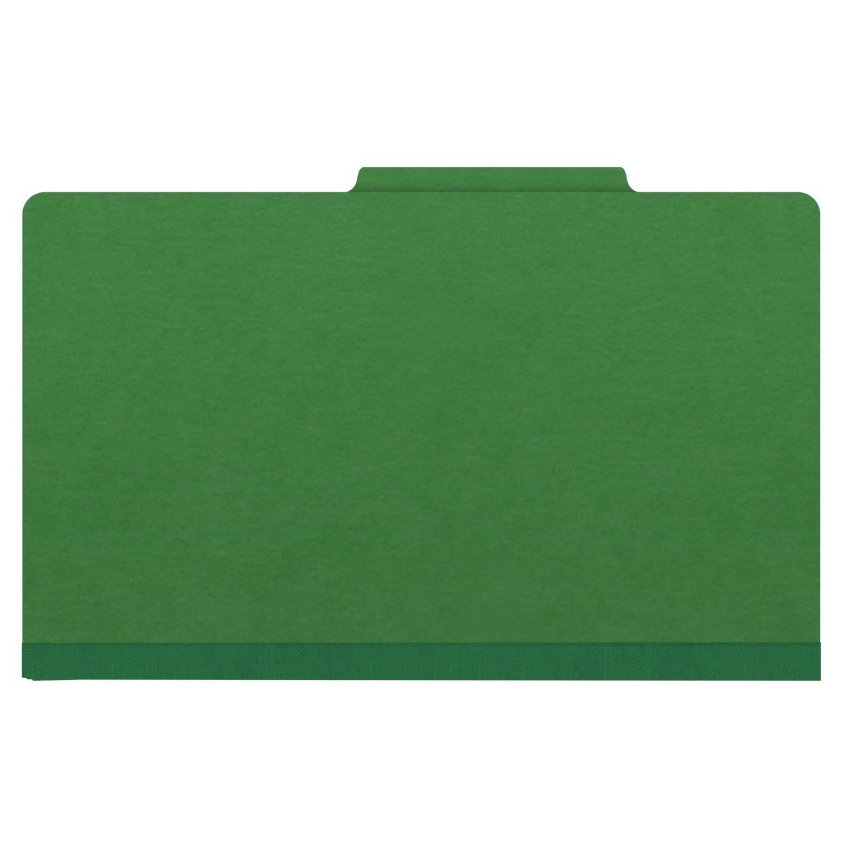 Moss green legal size top tab three divider classification folder with 3" dark green tyvek expansion, with 2" bonded fasteners on inside front and inside back and 1" duo fastener on dividers - DV-T53-38-3MGN