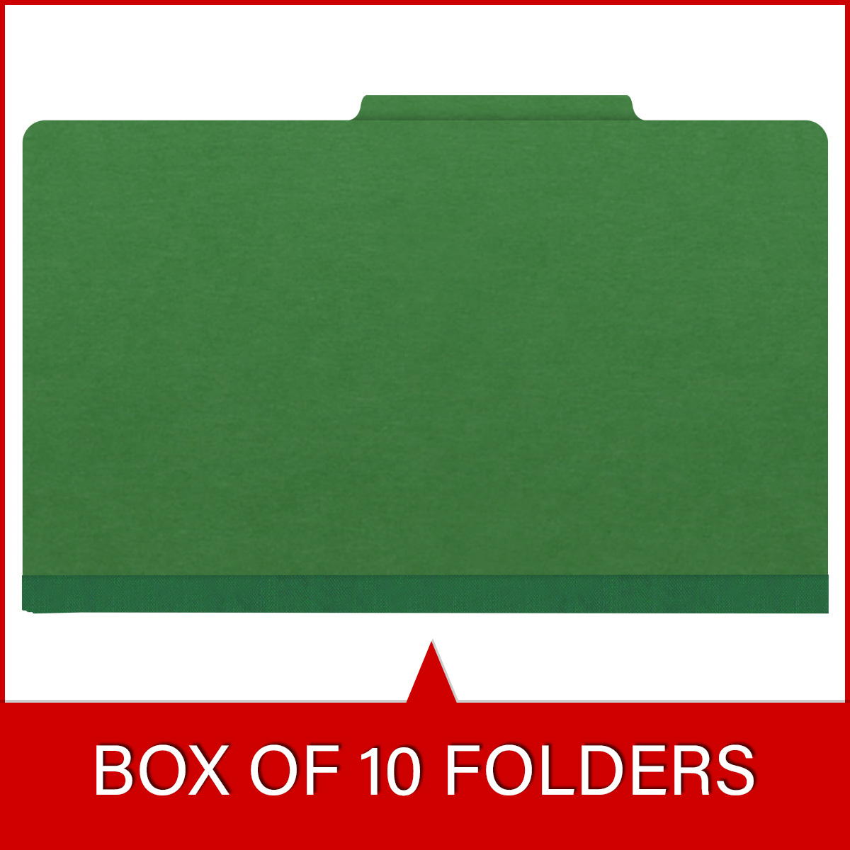 Moss green legal size top tab three divider classification folder with 3" dark green tyvek expansion, with 2" bonded fasteners on inside front and inside back and 1" duo fastener on dividers - DV-T53-38-3MGN