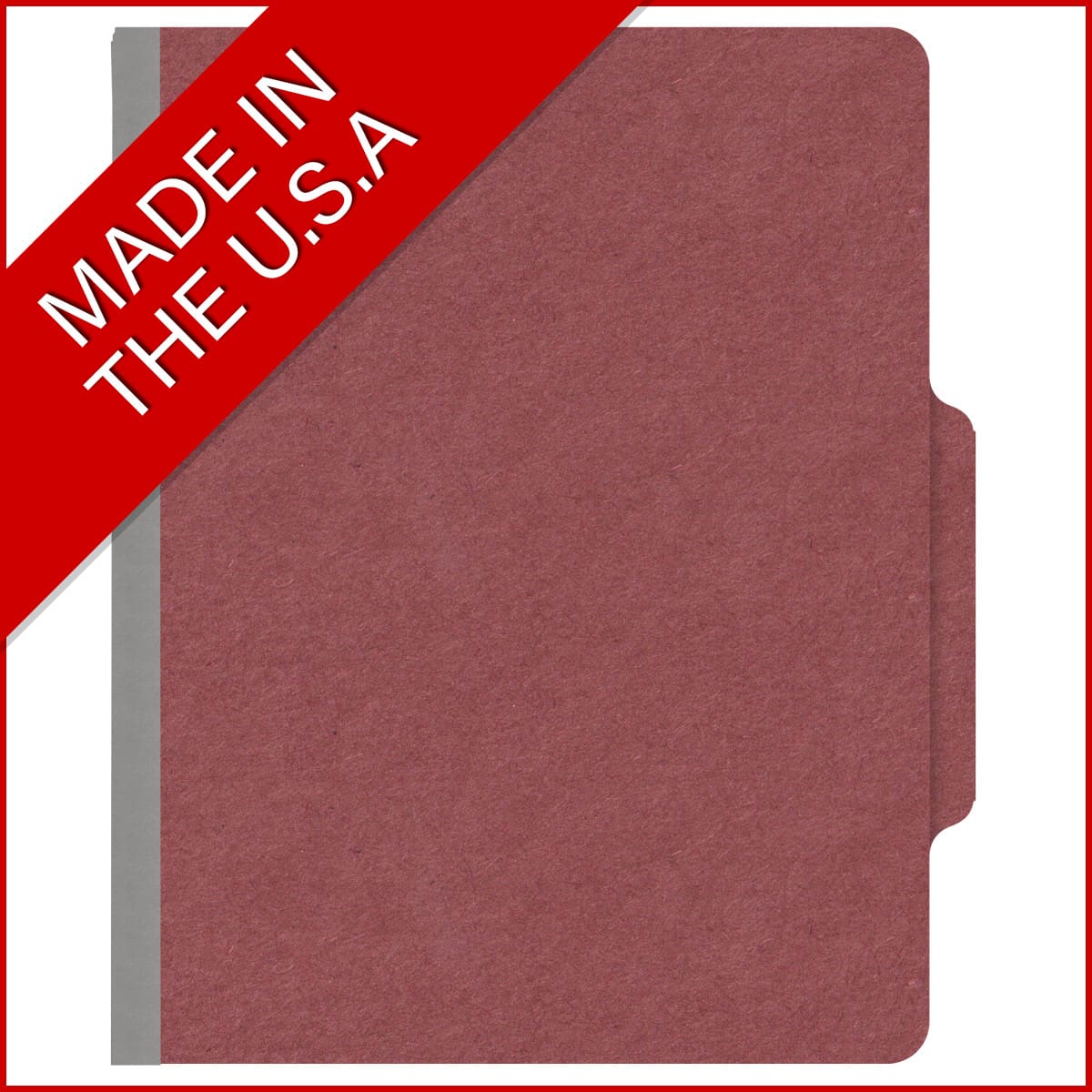 Dark red letter size top tab two divider classification folder with 2" russet brown tyvek expansion, with 2" bonded fasteners on inside front and inside back and 1" duo fastener on dividers - DV-T42-26-3ARD