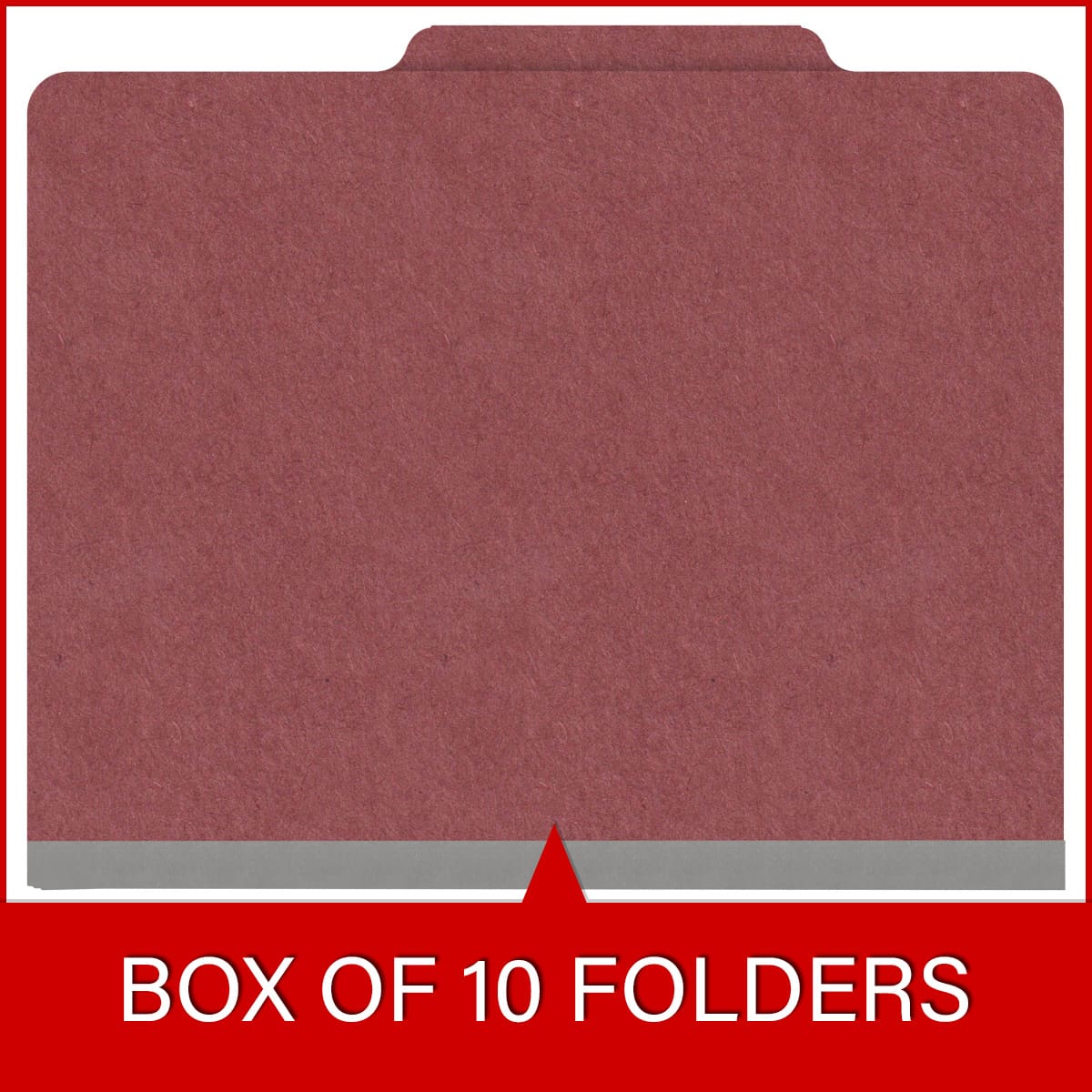 Dark red letter size top tab one divider classification folder with 2" russet brown tyvek expansion, with 2" bonded fasteners on inside front and inside back and 1" duo fastener on divider - DV-T42-14-3ARD