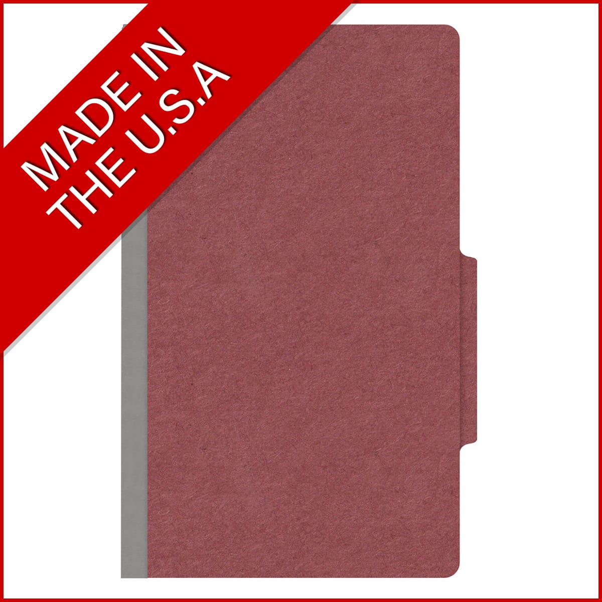Dark red legal size top tab two divider classification folder with 2" russet brown tyvek expansion, with 2" bonded fasteners on inside front and inside back and 1" duo fastener on dividers - DV-T52-26-3ARD