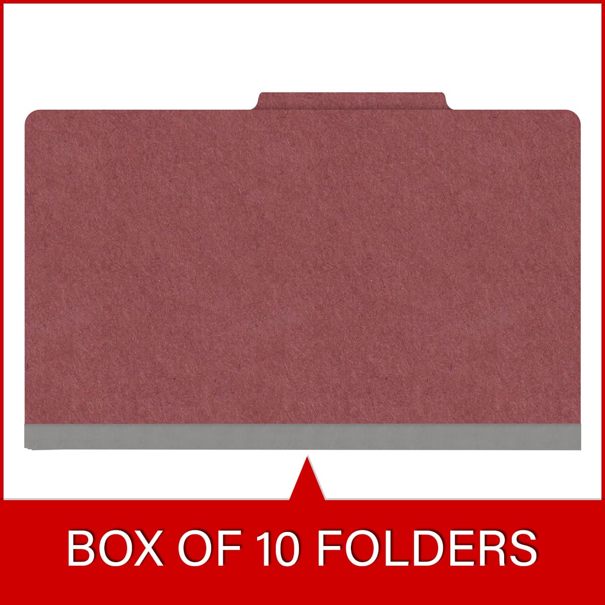 Dark red legal size top tab two divider classification folder with 2" russet brown tyvek expansion, with 2" bonded fasteners on inside front and inside back and 1" duo fastener on dividers - DV-T52-26-3ARD