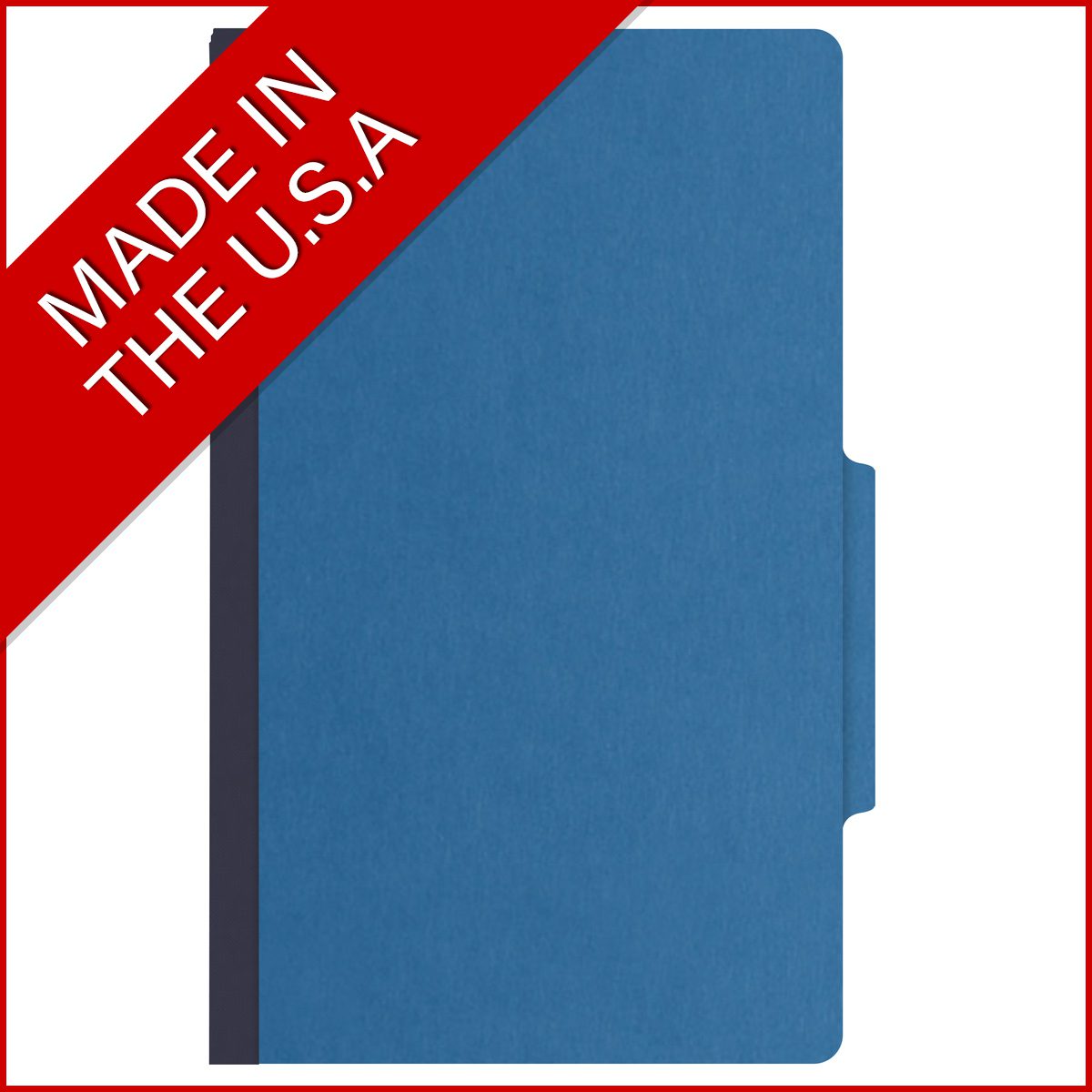 Royal blue legal size top tab two divider classification folder with 2" dark blue tyvek expansion, with 2" bonded fasteners on inside front and inside back and 1" duo fastener on dividers - DV-T52-26-3RBL