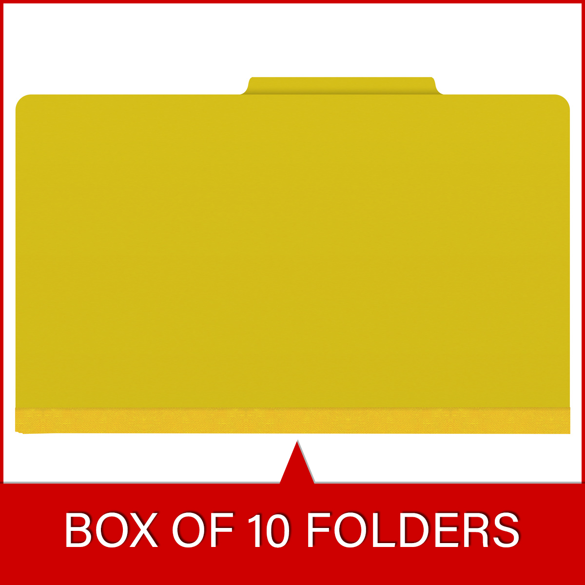Yellow legal size top tab one divider classification folder with 2" lemon yellow tyvek expansion, with 2" bonded fasteners on inside front and inside back and 1" duo fastener on divider - DV-T52-14-3YLW