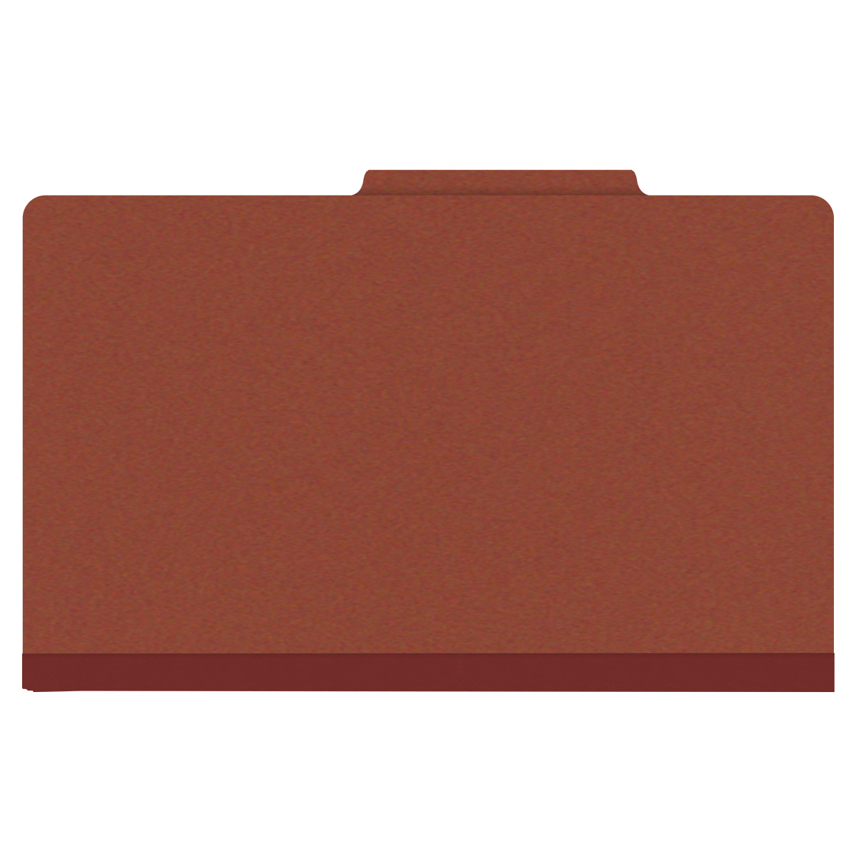 Red legal size top tab three divider classification folder with 3" russet brown tyvek expansion, with 2" bonded fasteners on inside front and inside back and 1" duo fastener on dividers - DV-T53-38-3RED