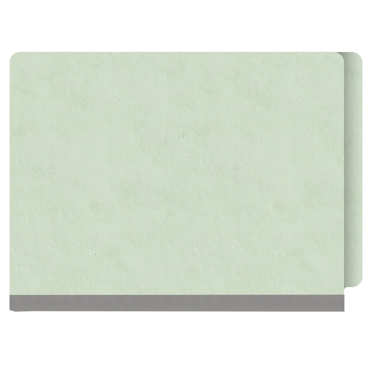 Pale green letter size end tab two divider classification folder with 2" gray tyvek expansion, with 2" bonded fasteners on inside front and inside back and 1" duo fastener on dividers - DV-S42-26-3PGN