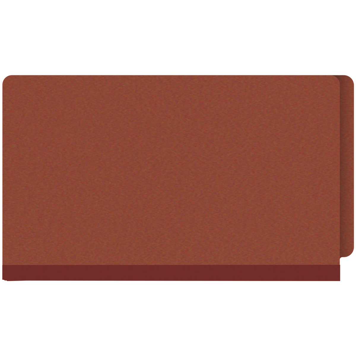 Red legal size end tab two divider classification folder with 2" russet brown tyvek expansion, with 2" bonded fasteners on inside front and inside back and 1" duo fastener on dividers - DV-S52-26-3RED