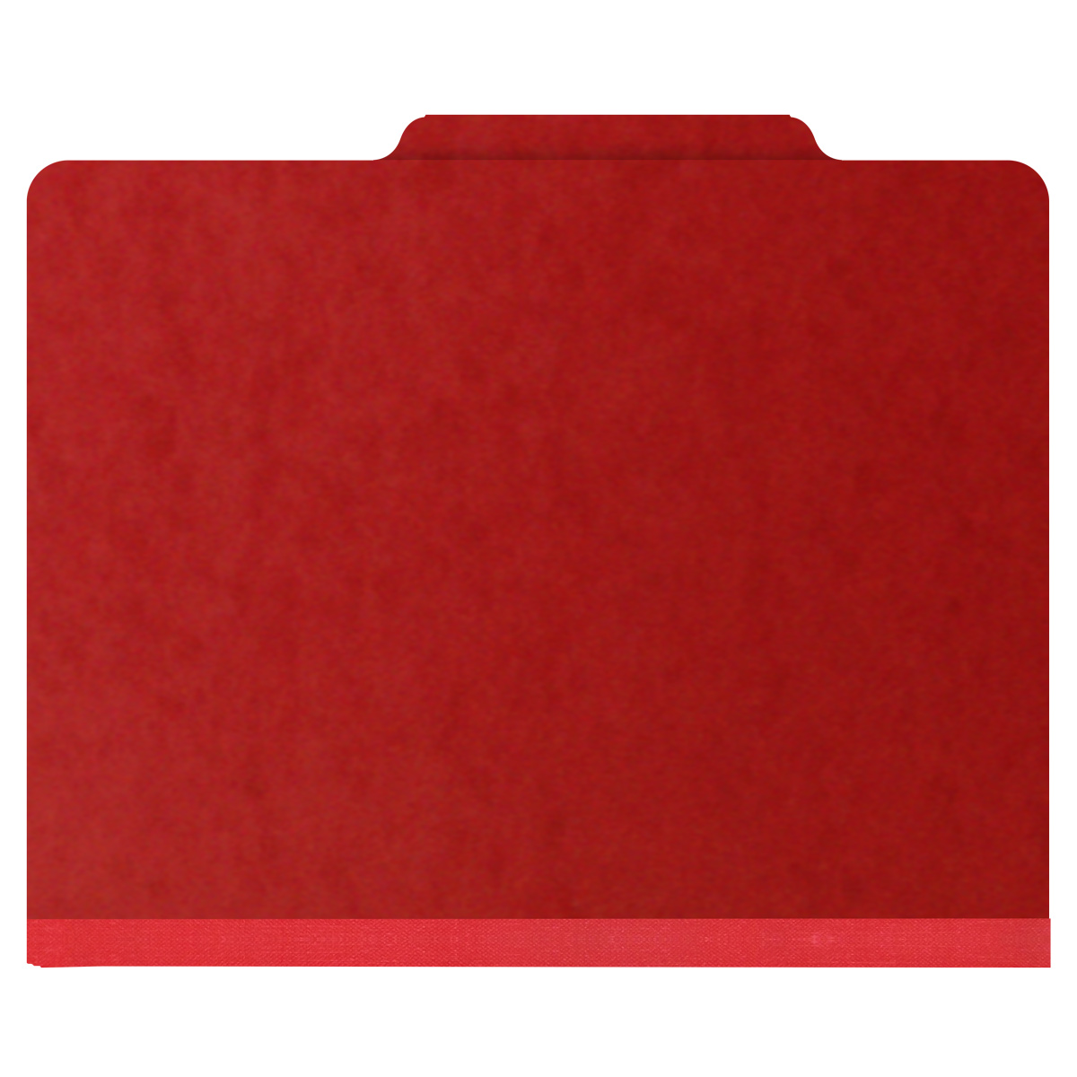 Deep red letter size top tab three divider classification folder with 3" gray tyvek expansion, with 2" bonded fasteners on inside front and inside back and 1" duo fastener on dividers - DV-T43-38-3DRD