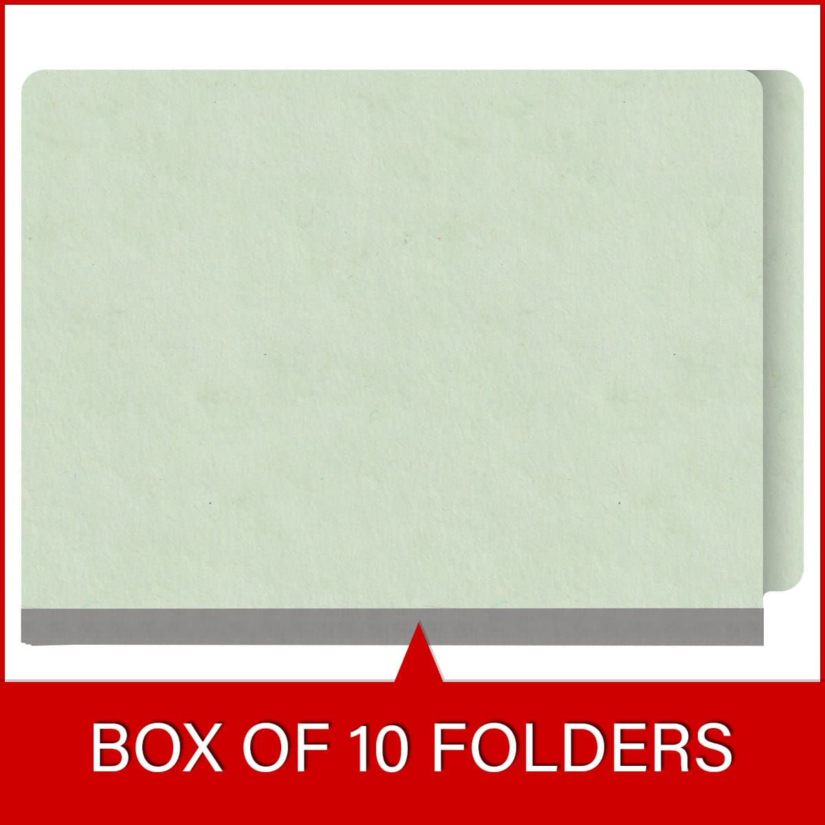 Pale green letter size end tab one divider classification folder with 2" gray tyvek expansion, with 2" bonded fasteners on inside front and inside back and 1" duo fastener on divider - DV-S42-14-3PGN
