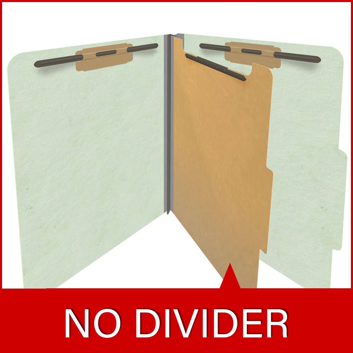 Pale green letter size top tab one divider classification folder with 2" gray tyvek expansion, with 2" bonded fasteners on inside front and inside back and 1" duo fastener on divider - DV-T42-14-3PGN