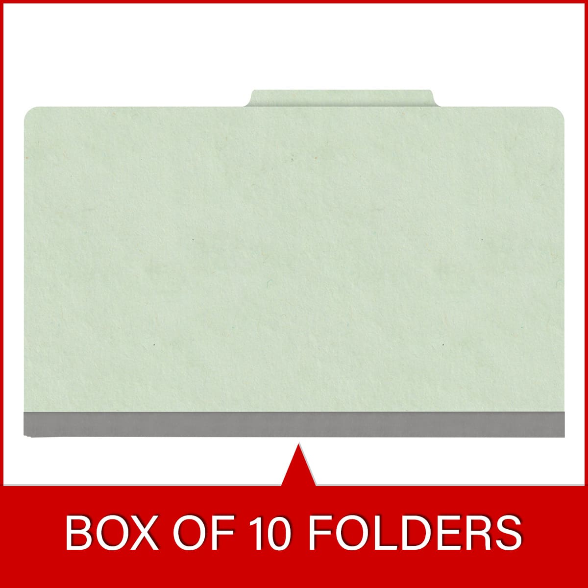 Pale green legal size top tab two divider classification folder with 2" gray tyvek expansion, with 2" bonded fasteners on inside front and inside back and 1" duo fastener on dividers - DV-T52-26-3PGN