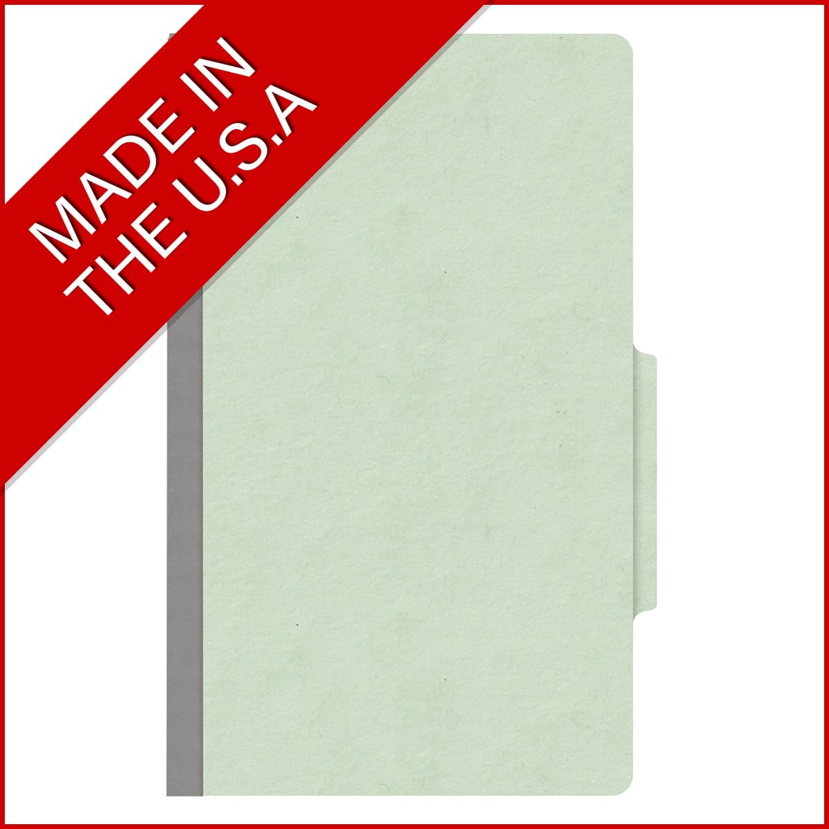 Pale green legal size top tab two divider classification folder with 2" gray tyvek expansion, with 2" bonded fasteners on inside front and inside back and 1" duo fastener on dividers - DV-T52-26-3PGN
