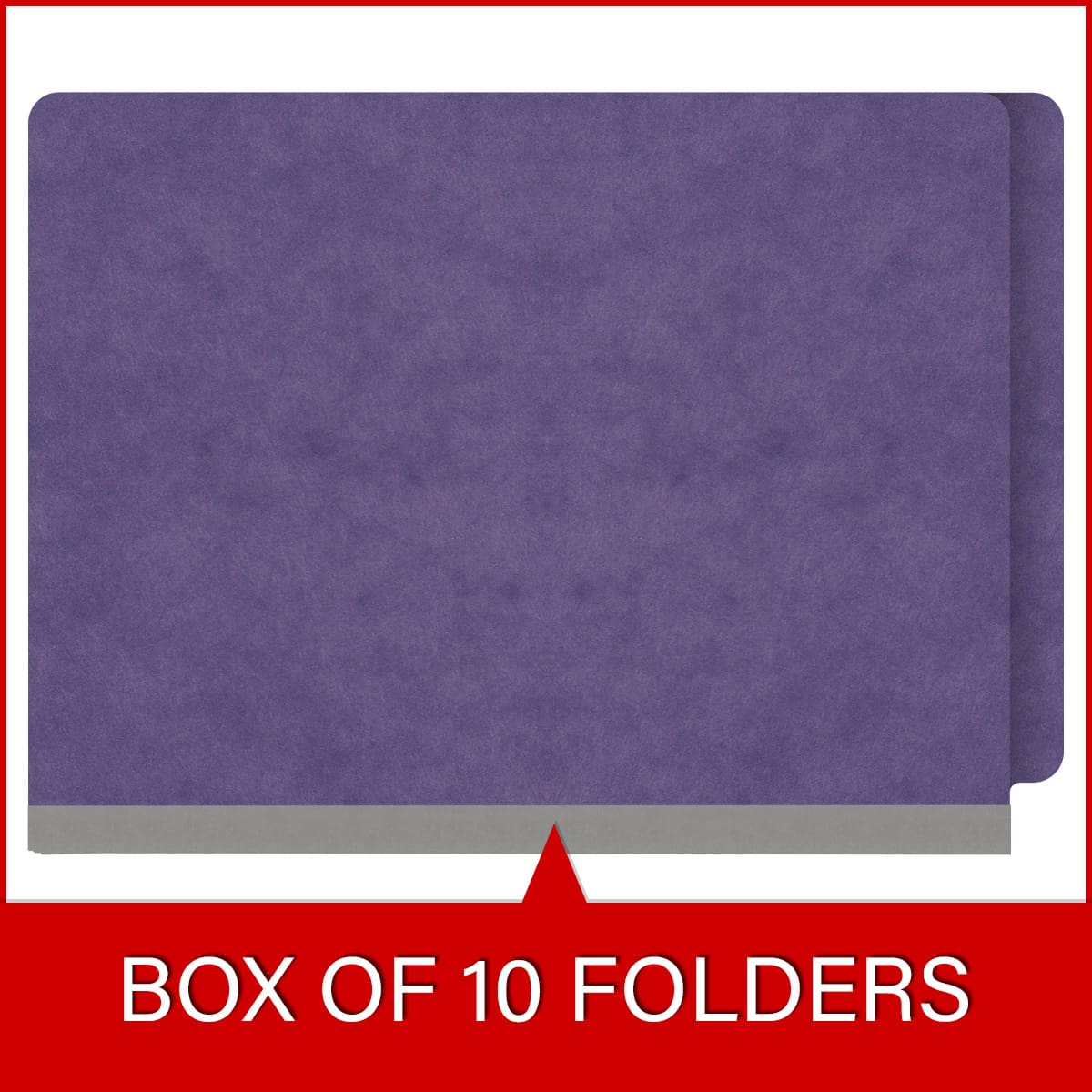Purple letter size end tab three divider classification folder with 3" grey tyvek expansion, with 2" bonded fasteners on inside front and inside back and 1" duo fastener on dividers - DV-S43-38-3PRP