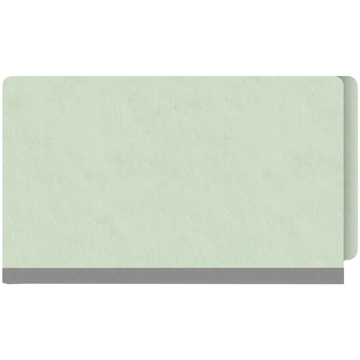 Pale green legal size end tab one divider classification folder with 2" gray tyvek expansion, with 2" bonded fasteners on inside front and inside back and 1" duo fastener on divider - DV-S52-14-3PGN