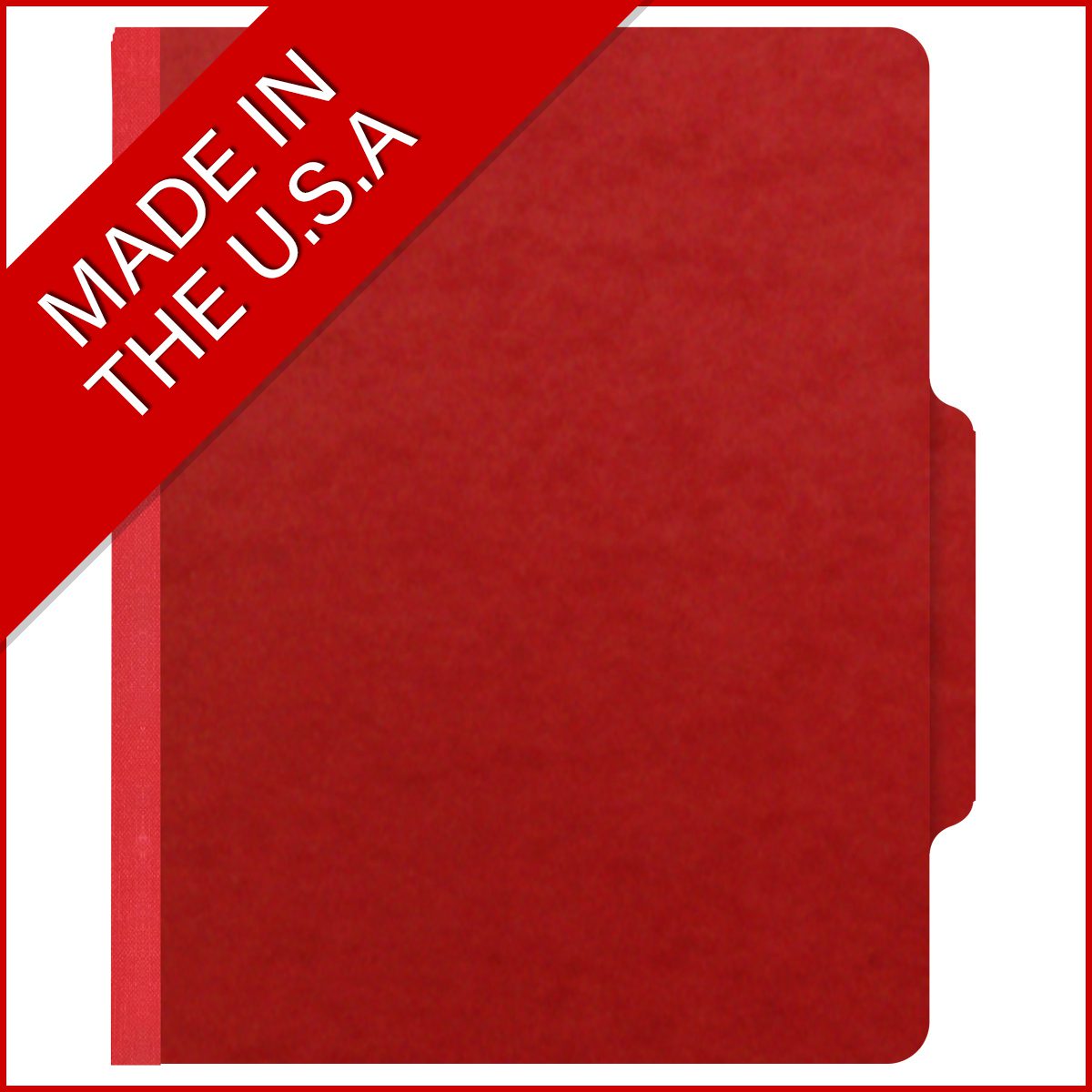 Deep red letter size top tab two divider classification folder with 2" gray tyvek expansion, with 2" bonded fasteners on inside front and inside back and 1" duo fastener on dividers - DV-T42-26-3DRD