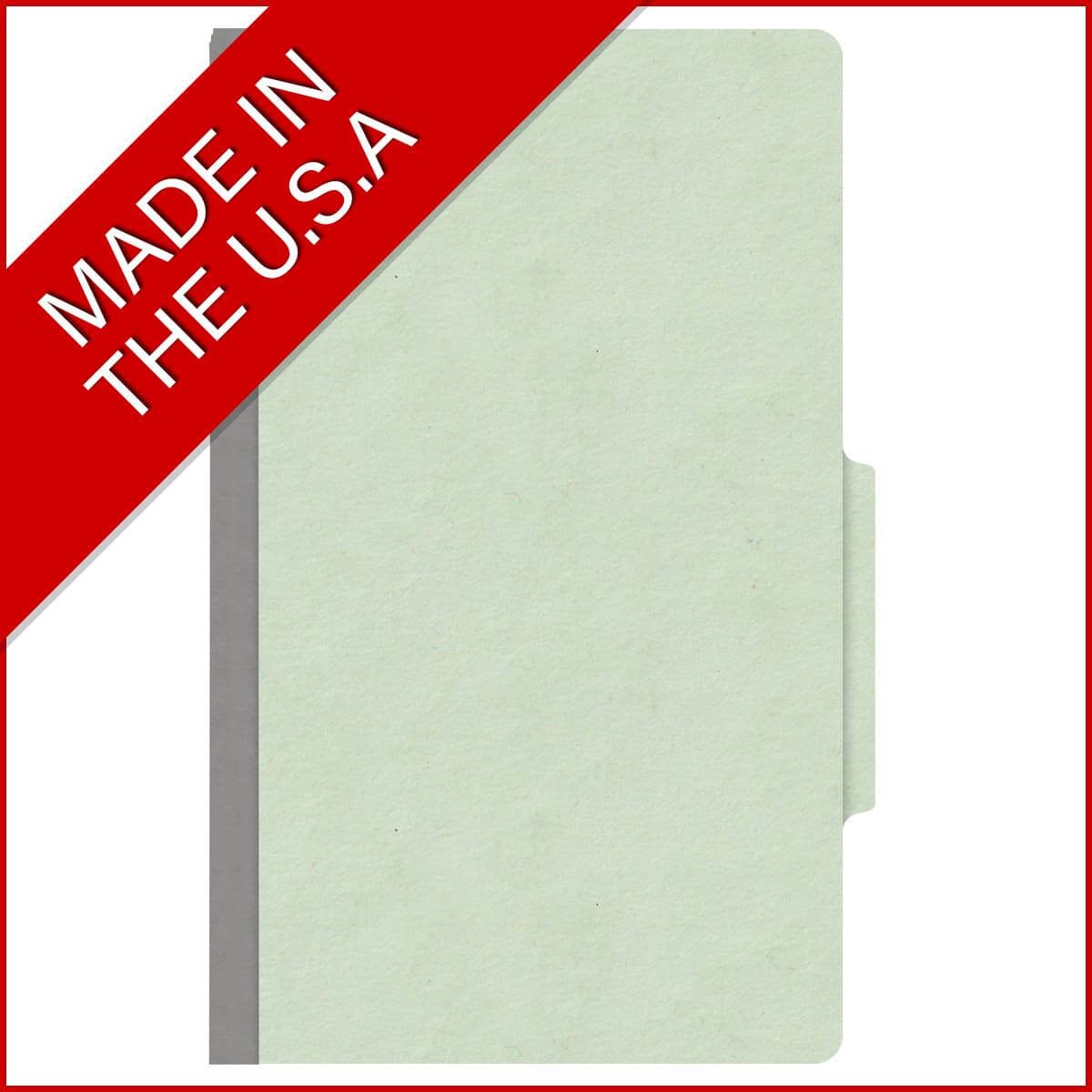 Pale green legal size top tab one divider classification folder with 2" gray tyvek expansion, with 2" bonded fasteners on inside front and inside back and 1" duo fastener on divider - DV-T52-14-3PGN