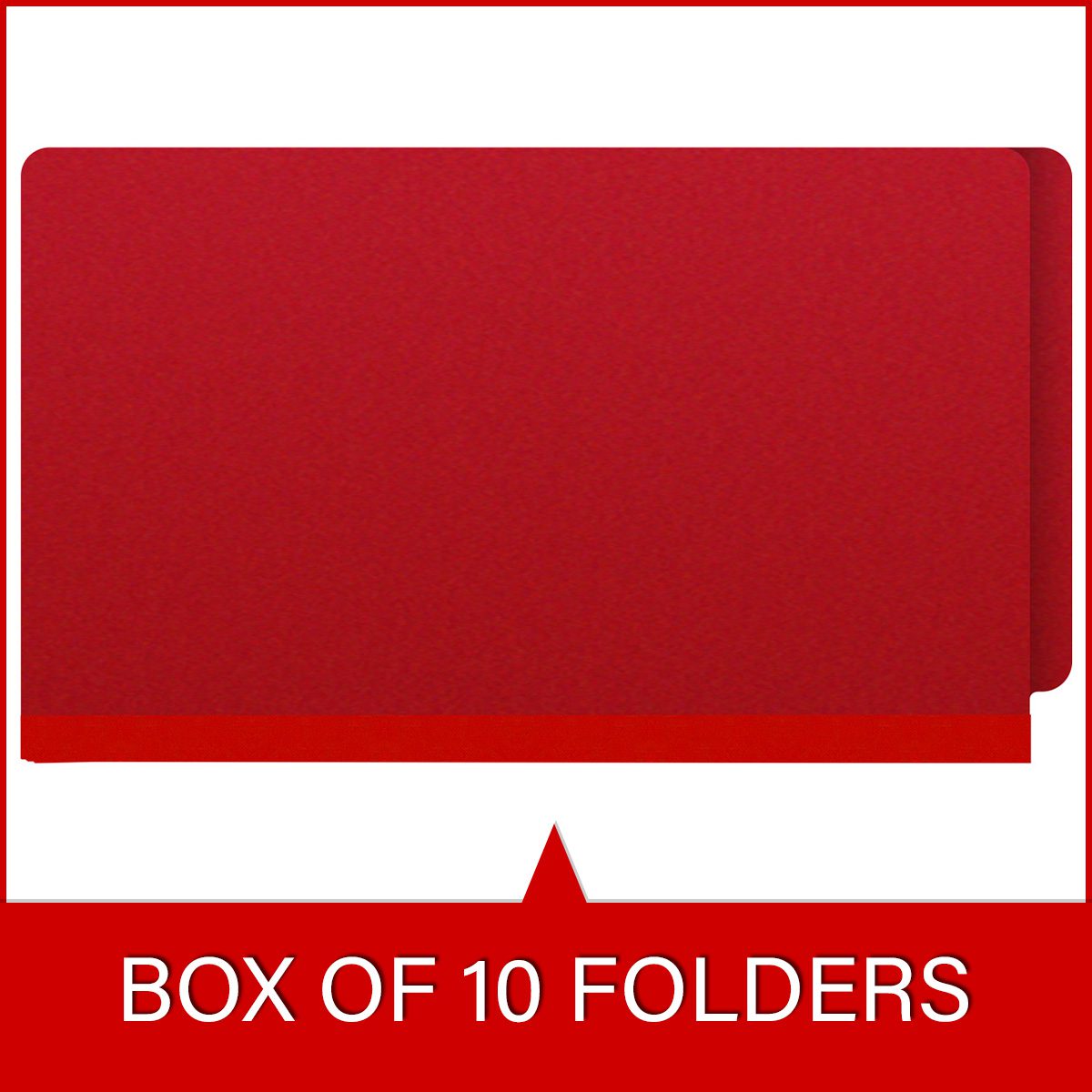 Deep red legal size end tab two divider classification folder with 2" gray tyvek expansion, with 2" bonded fasteners on inside front and inside back and 1" duo fastener on dividers - DV-S52-26-3DRD