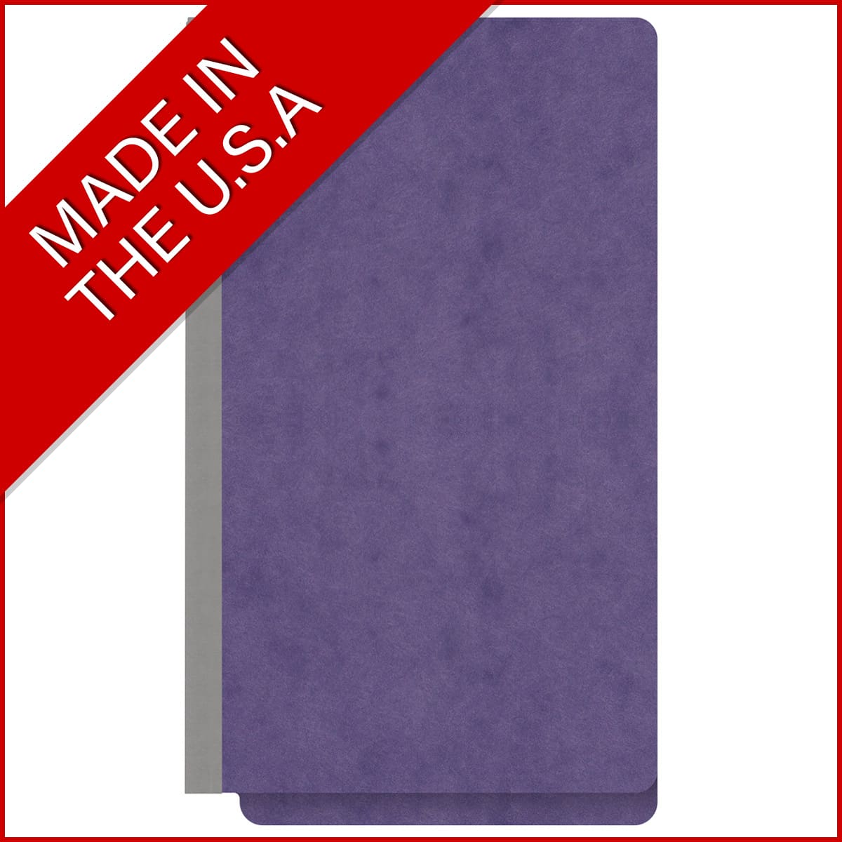 Purple legal size end tab three divider classification folder with 3" grey tyvek expansion, with 2" bonded fasteners on inside front and inside back and 1" duo fastener on dividers - DV-S53-38-3PRP